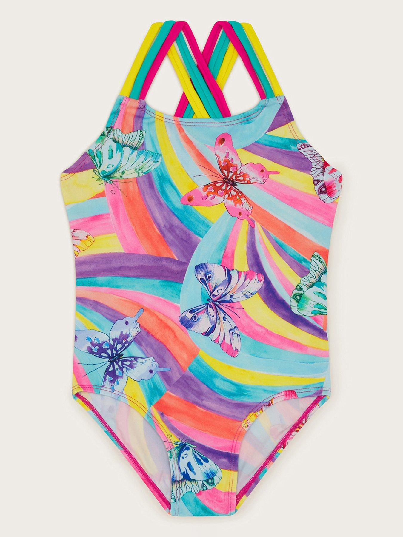 Limited Too One Piece Swimsuit Girls 5/6 Small Butterfly Print