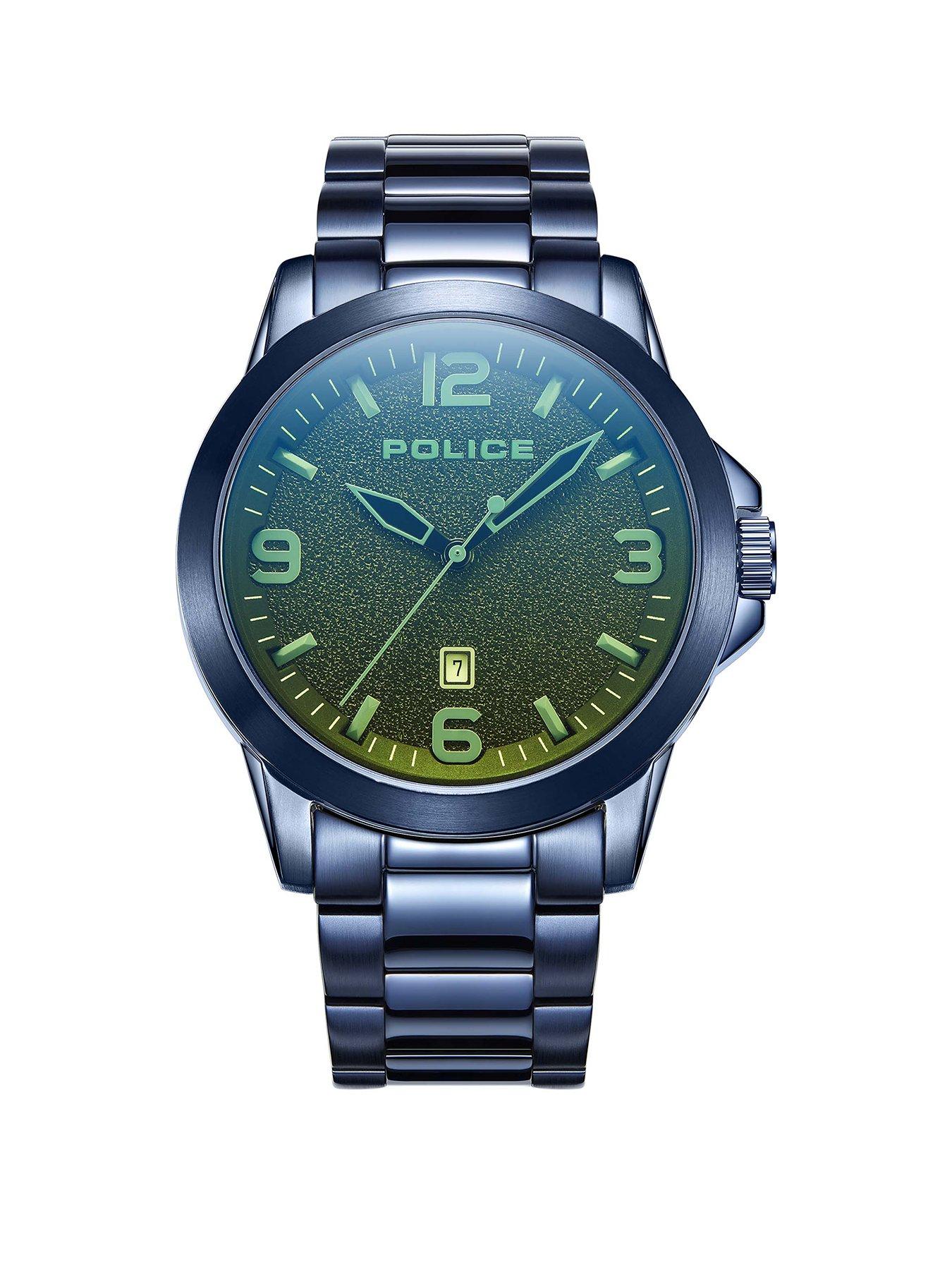 Product photograph of Police Cliff Blue Matt Blt Watch from very.co.uk