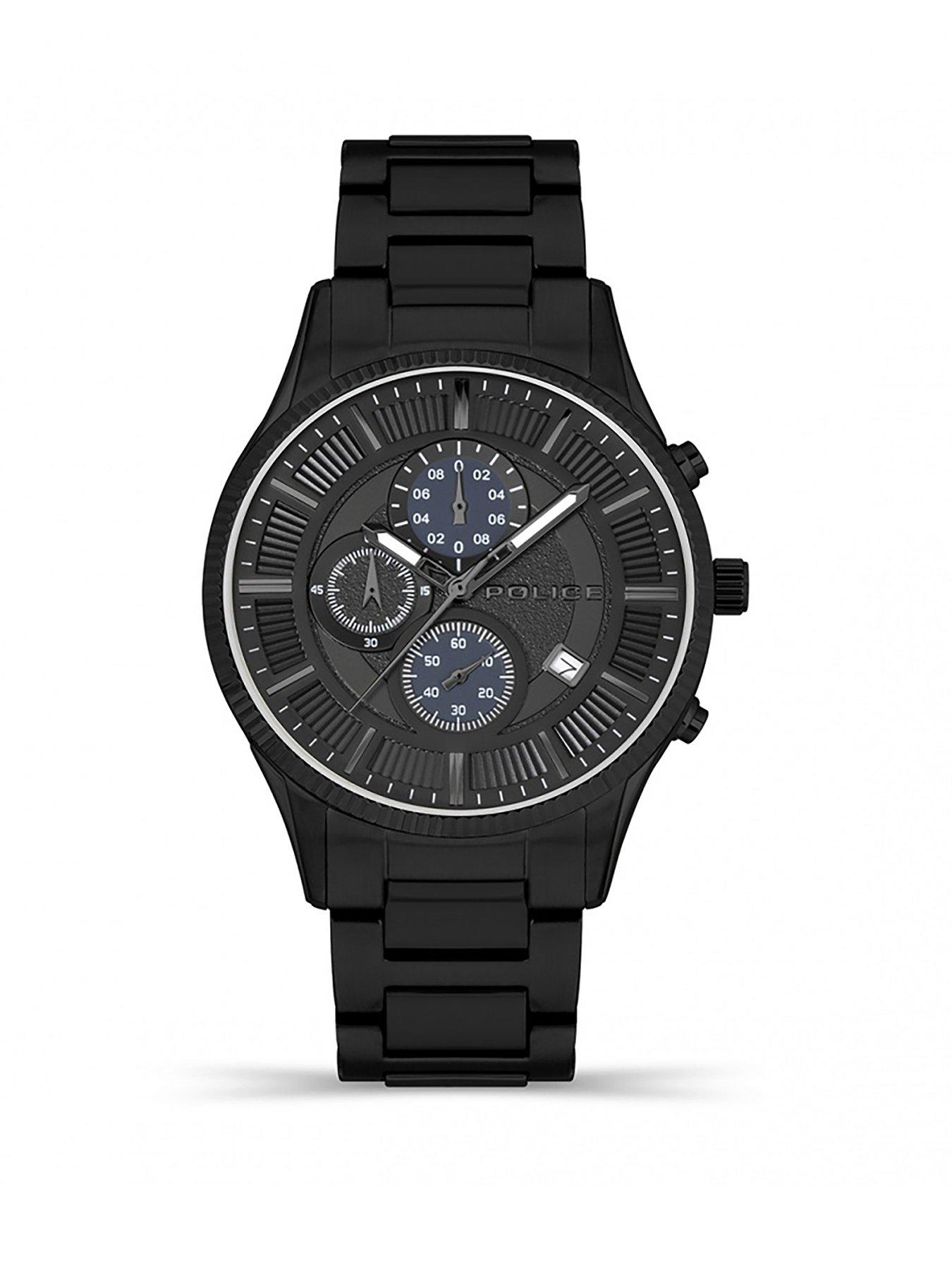 Product photograph of Police Vault Black Chrono Blt Watch from very.co.uk