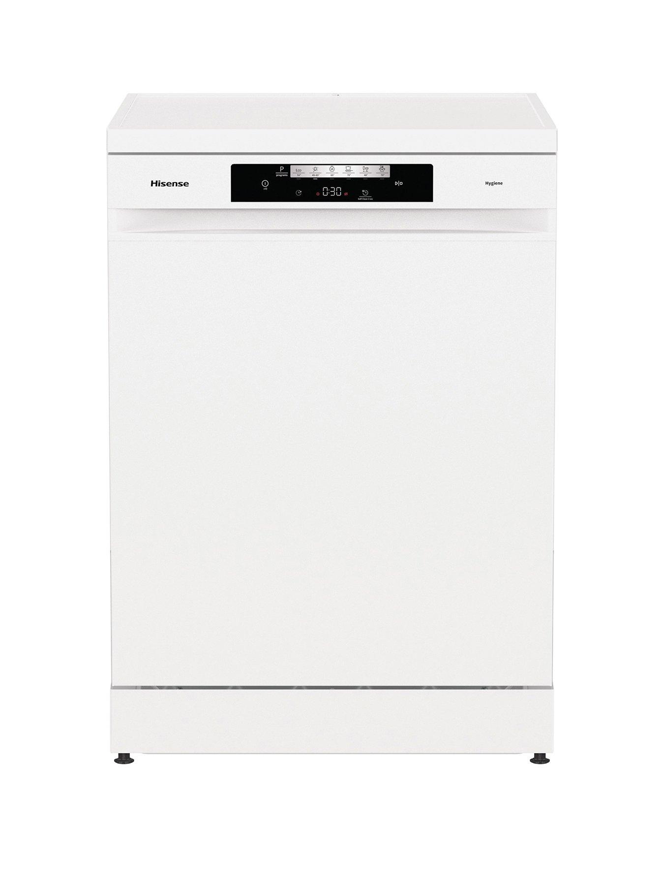 Image 1 of 7 of Hisense HS642D90WUK Fullsize 14-Place Settings 15-Minute Quick Wash Dishwasher - White