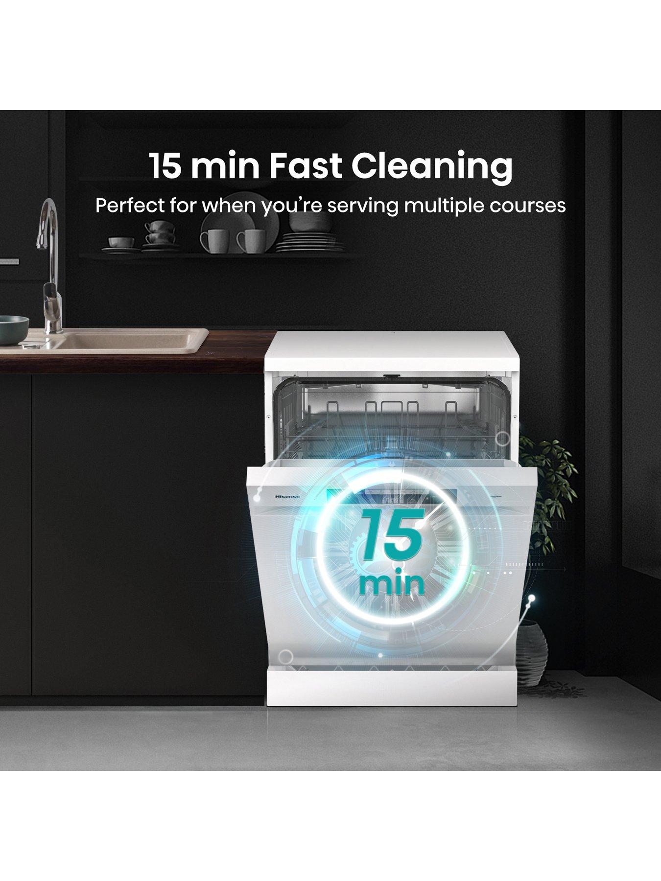 Image 6 of 7 of Hisense HS642D90WUK Fullsize 14-Place Settings 15-Minute Quick Wash Dishwasher - White