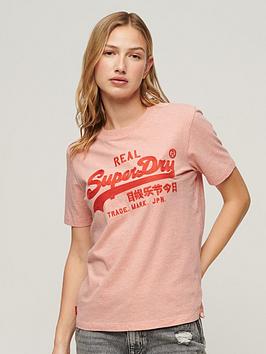 superdry embroidered vintage logo t-shirt - pink