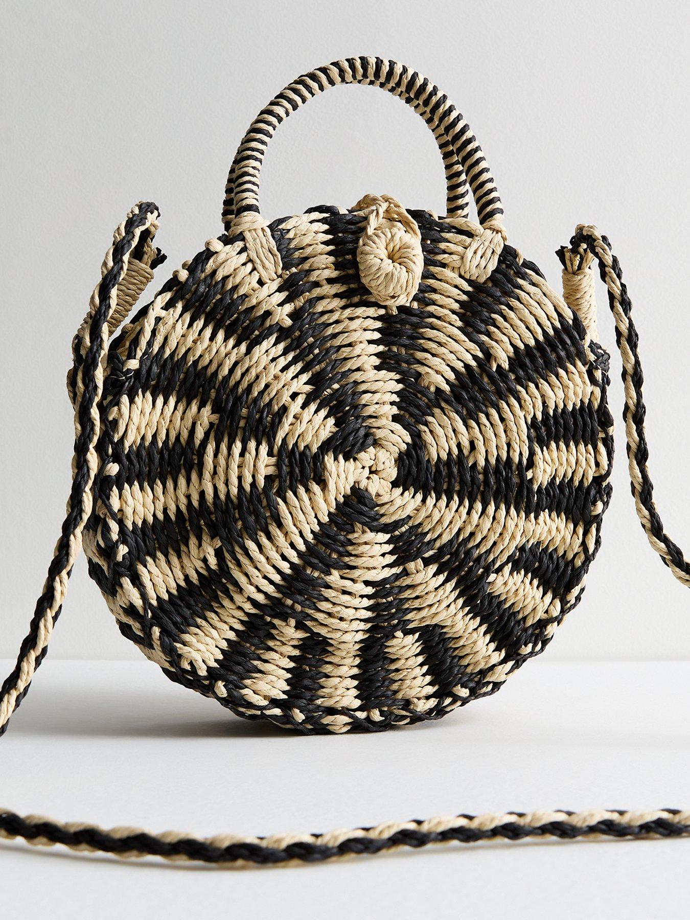 New Look Woven Circle Cross Body Bag - Black/Natural | Very.co.uk