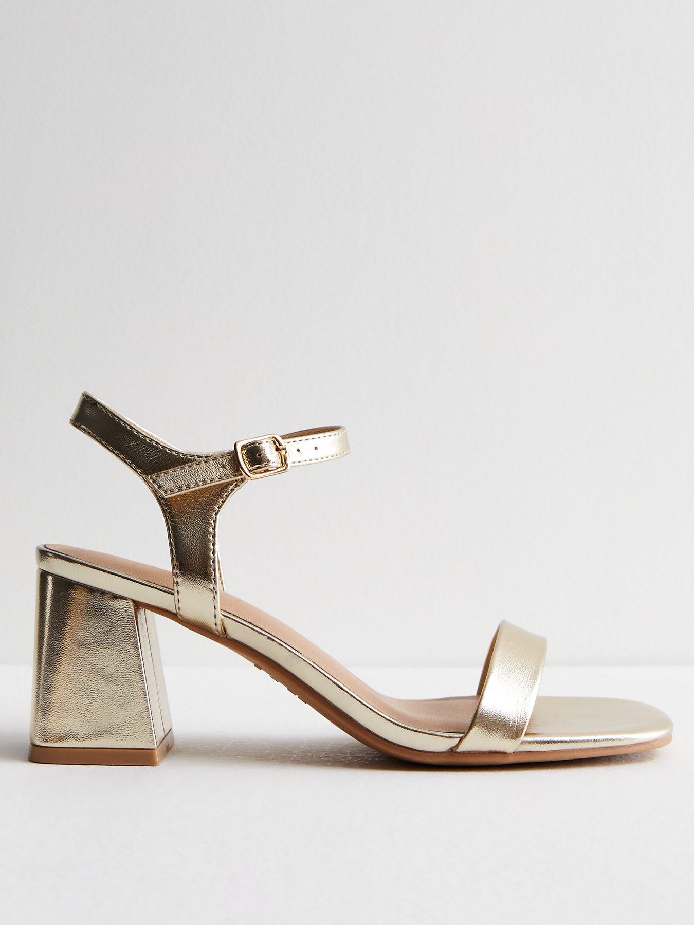 Gold block sandal heels best sale