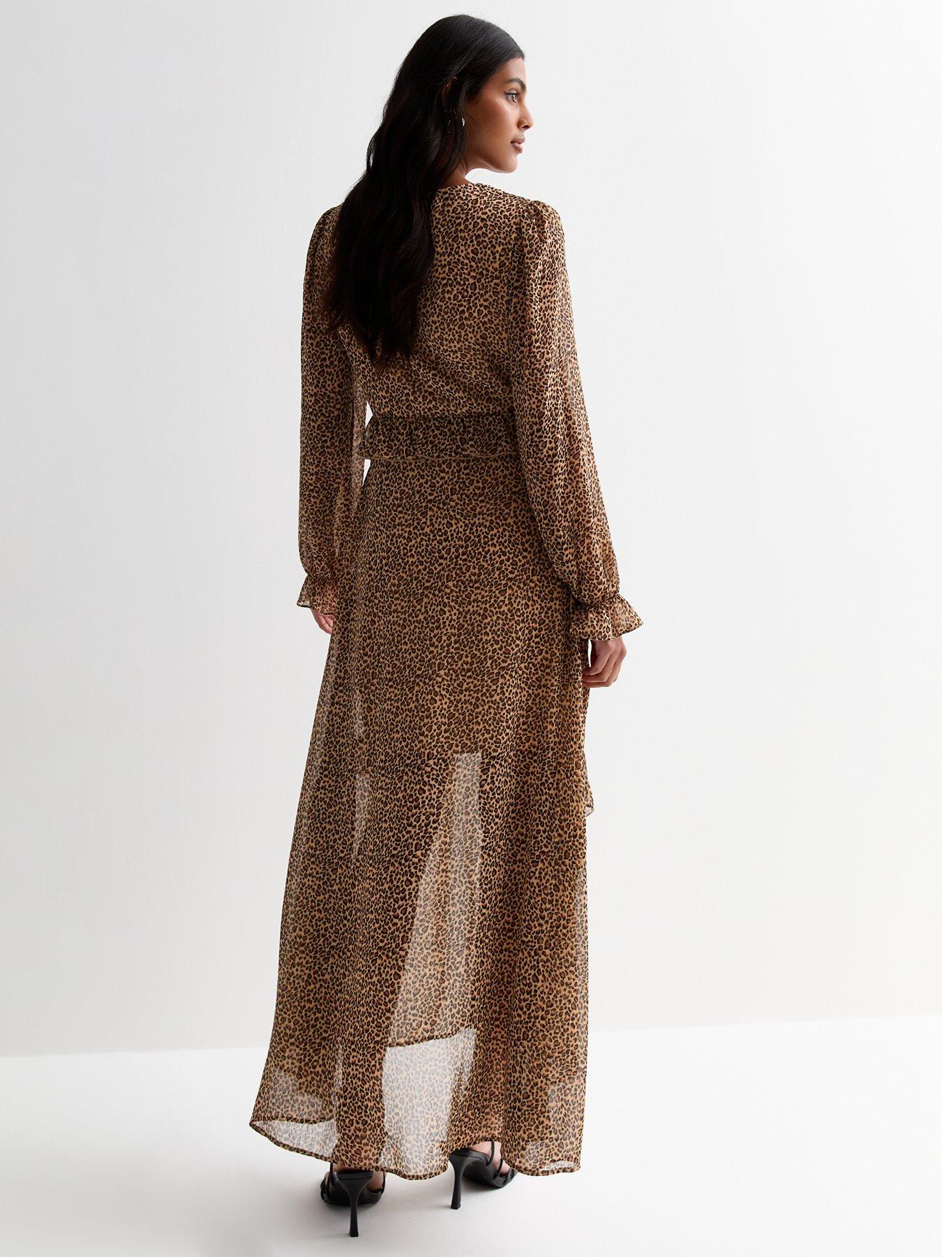 Leopard print v neck dress best sale