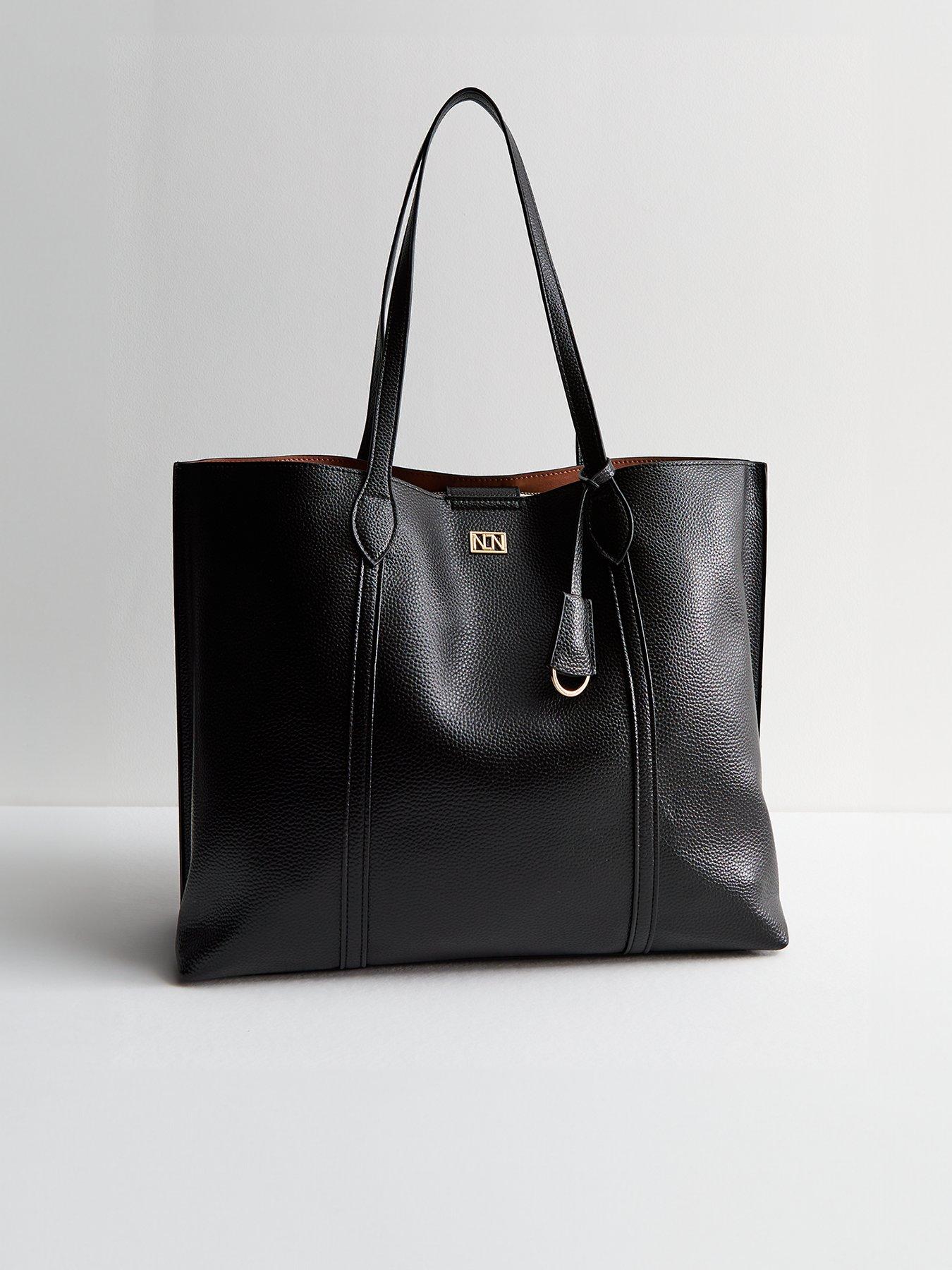 Black leather tote handbags hotsell