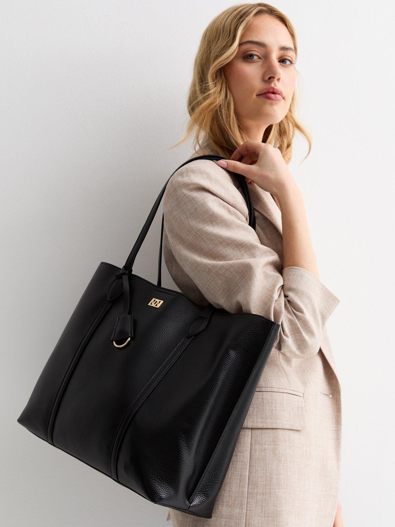 New Look Black Leather-look Tote Bag | Very.co.uk