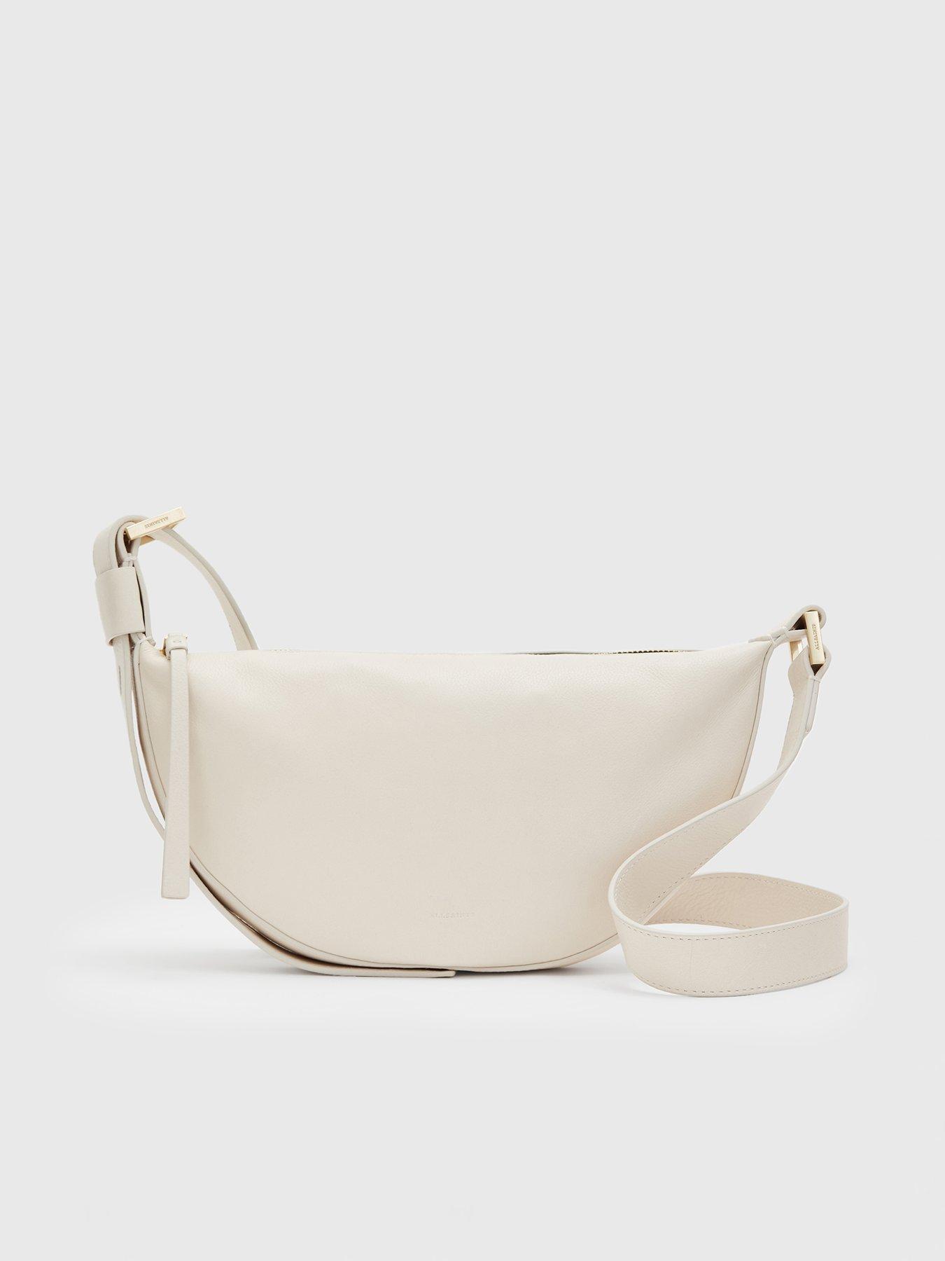 AllSaints Half Moon Leather Crossbody Bag - White | Very.co.uk