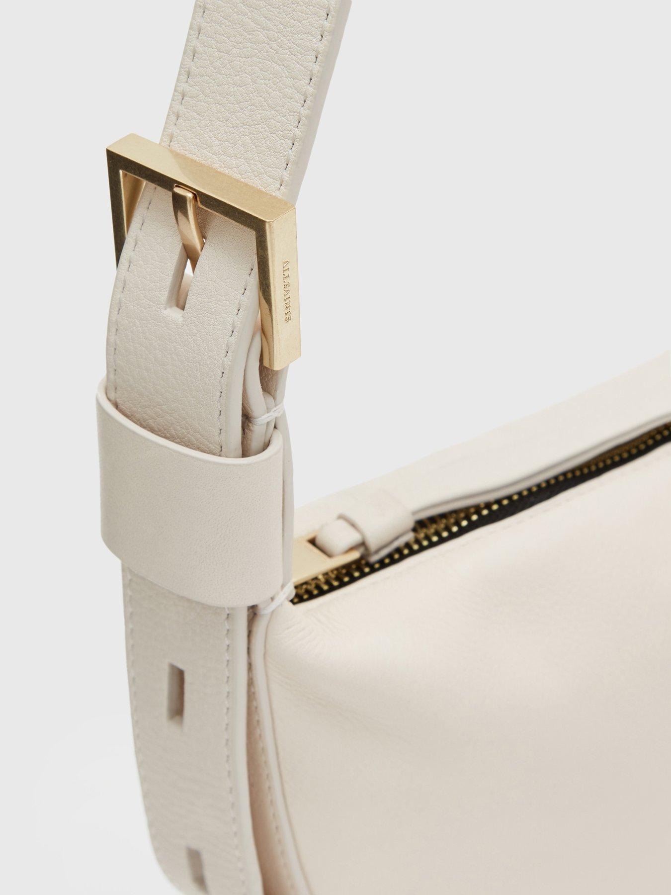 AllSaints Half Moon Leather Crossbody Bag - White | Very.co.uk