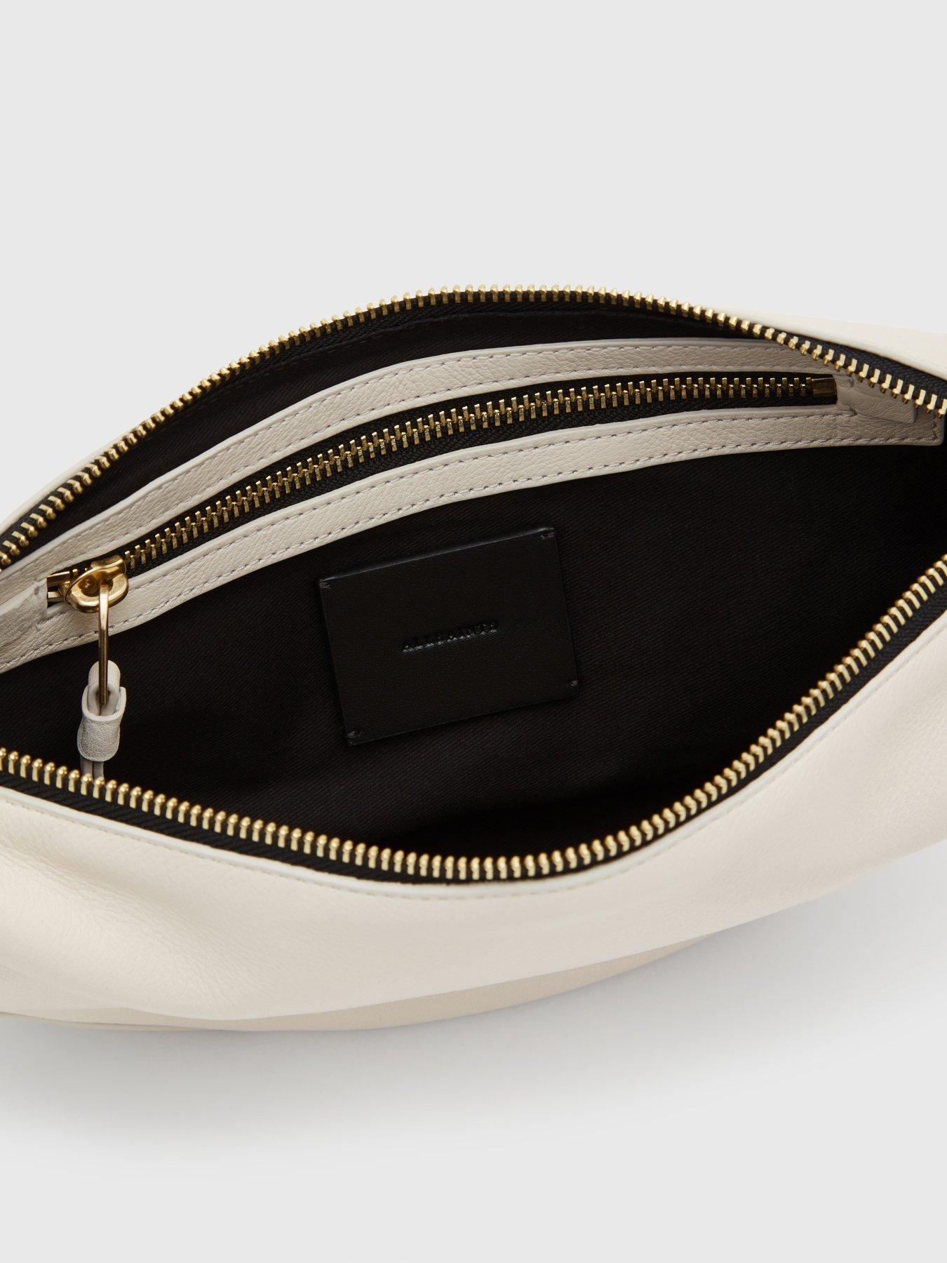 AllSaints Half Moon Leather Crossbody Bag - White | Very.co.uk