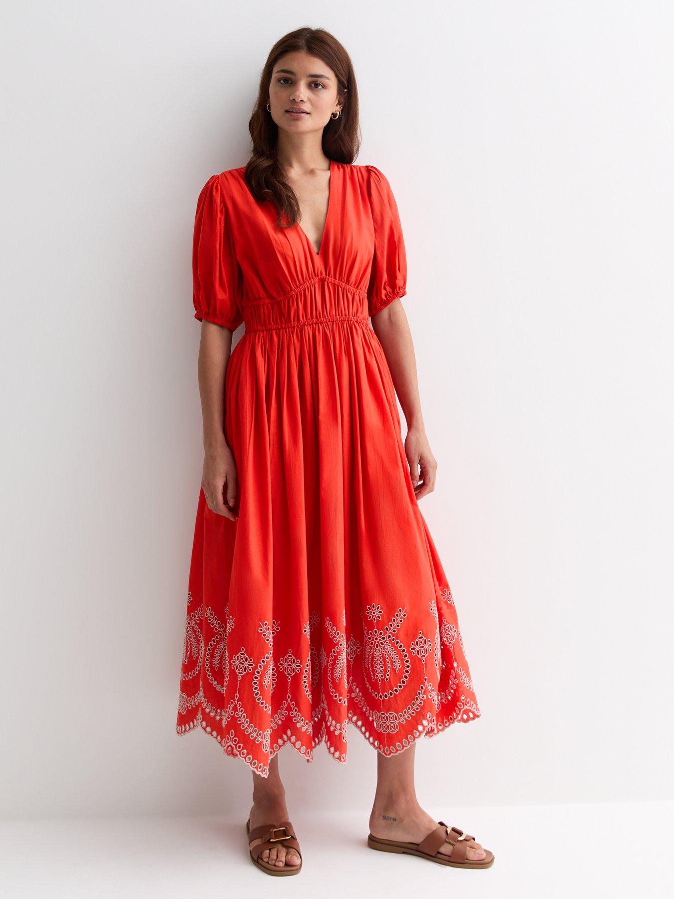 New look red shops midi dress