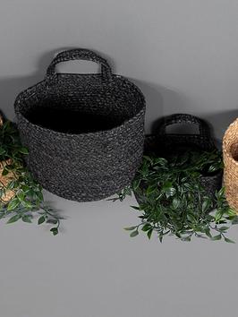 Product photograph of Esselle Naturelle Barbican Nested Hanging Jute Storage Baskets In Black - Set Of 2 from very.co.uk