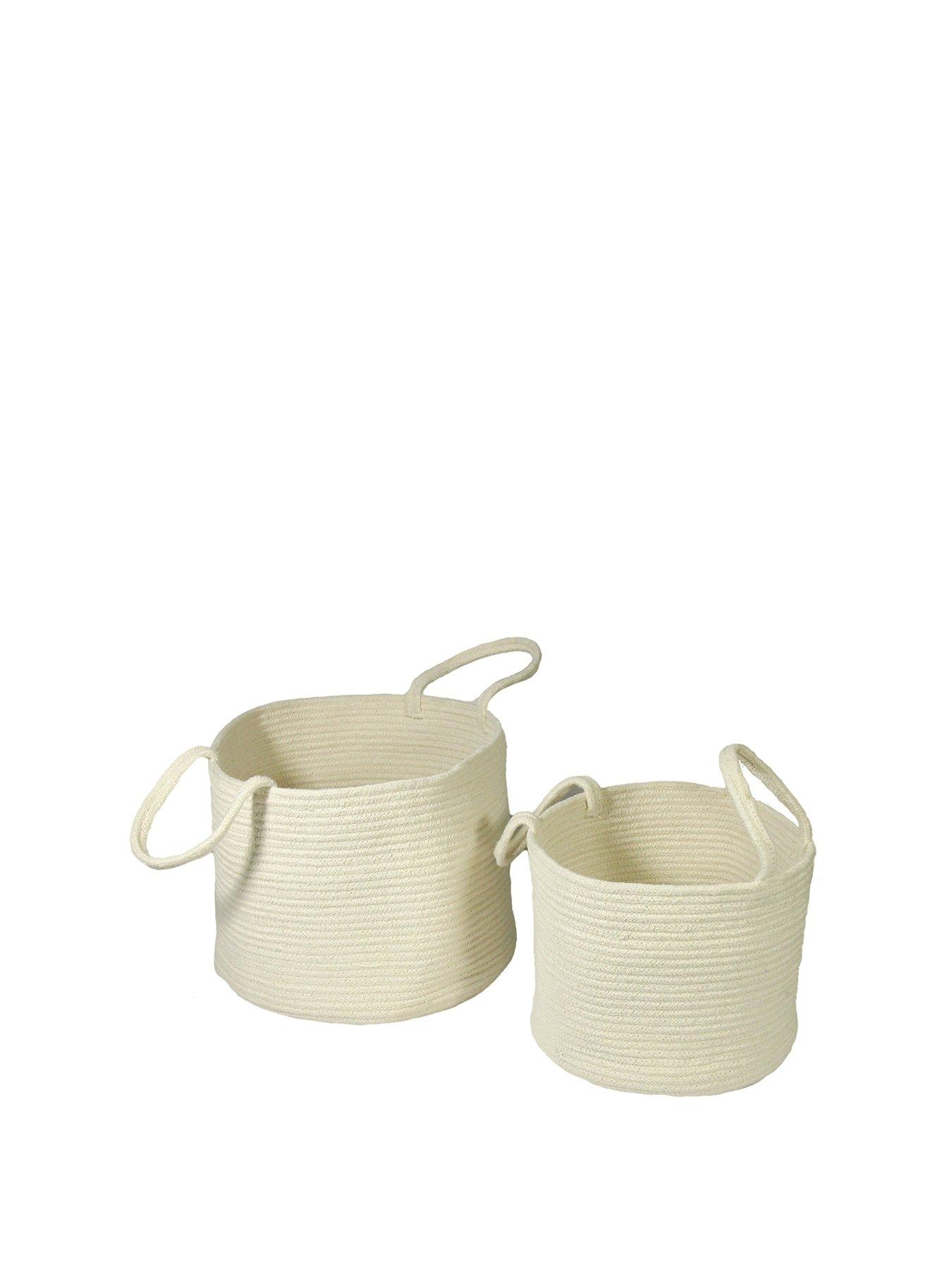 Esselle Naturelle Set of 2 Beckton Cotton Storage Baskets in Cream