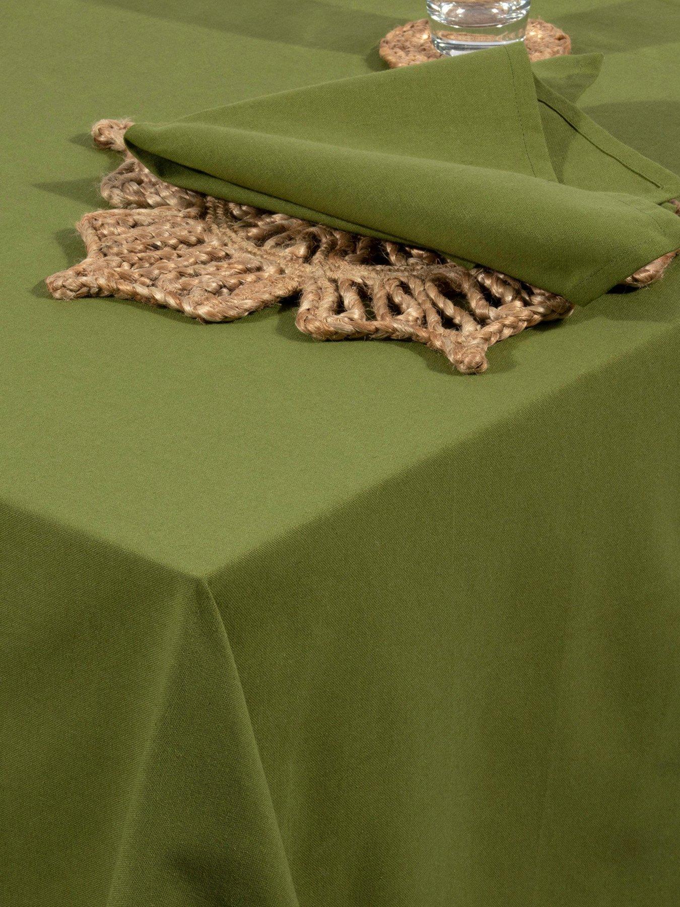 Product photograph of Esselle Avon 100 Cotton Tablecloth Olive from very.co.uk