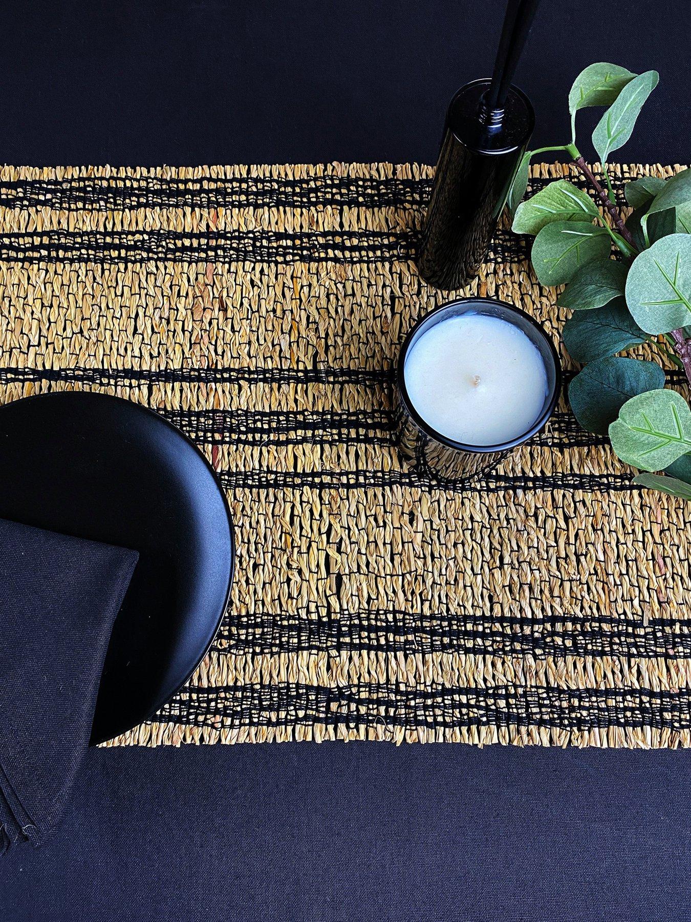 esselle-tay-seagrasscotton-table-runner-black