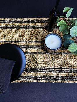 Product photograph of Esselle Tay Seagrass Cotton Table Runner Black from very.co.uk