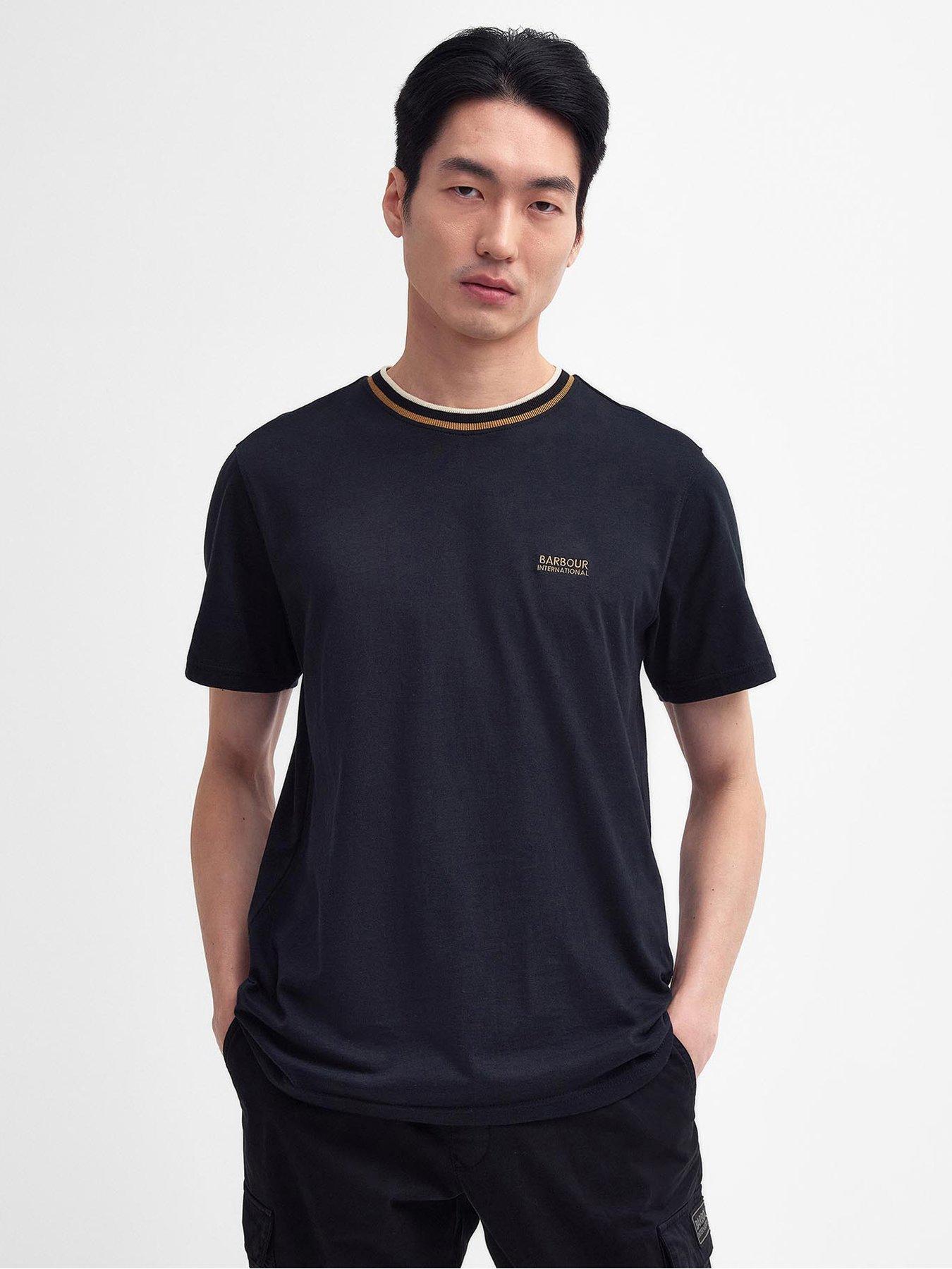 Barbour International Buxton Tipped Tailored T-shirt - Black | Very.co.uk