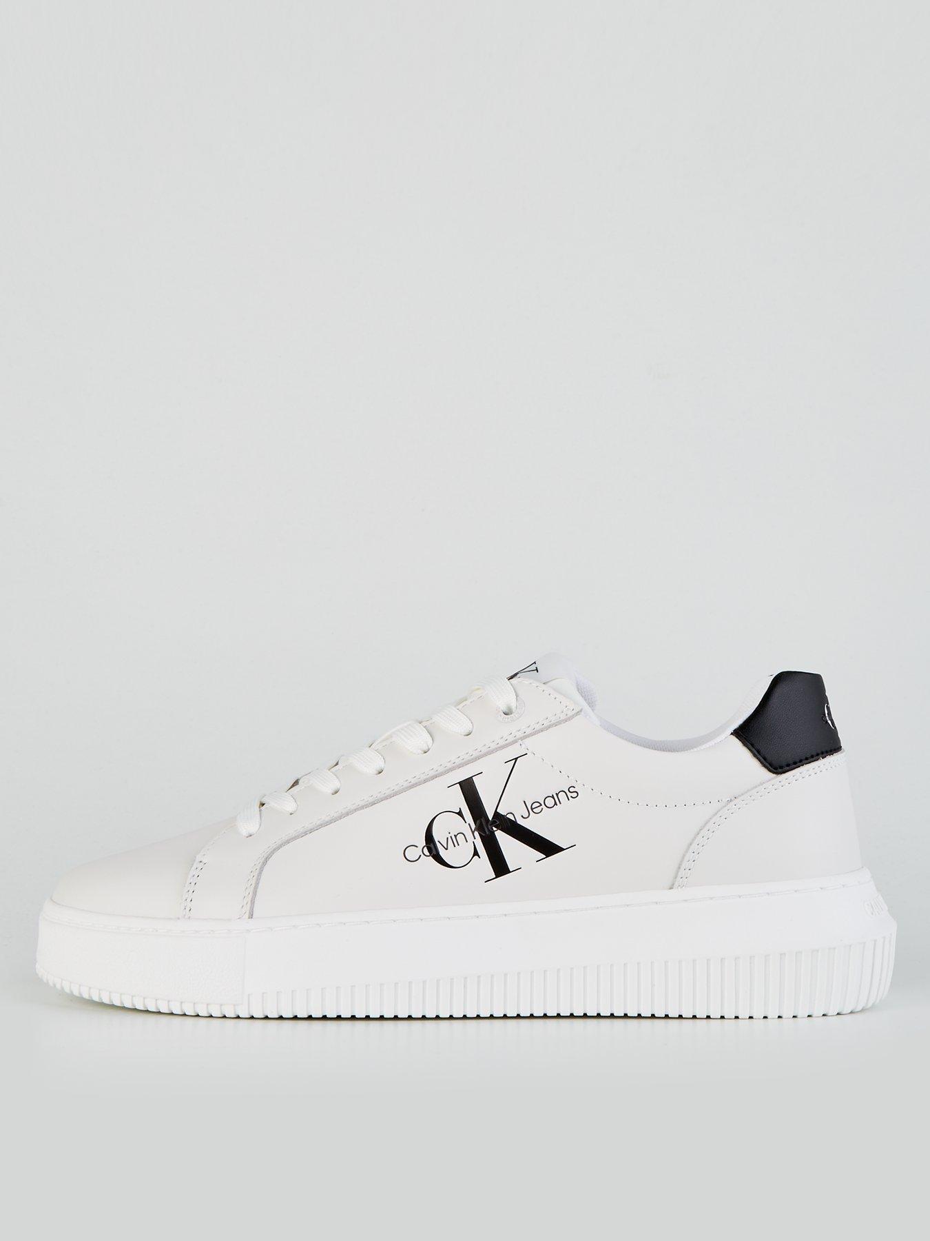 undefined Chunky Leather Cupsole Trainer - White/black