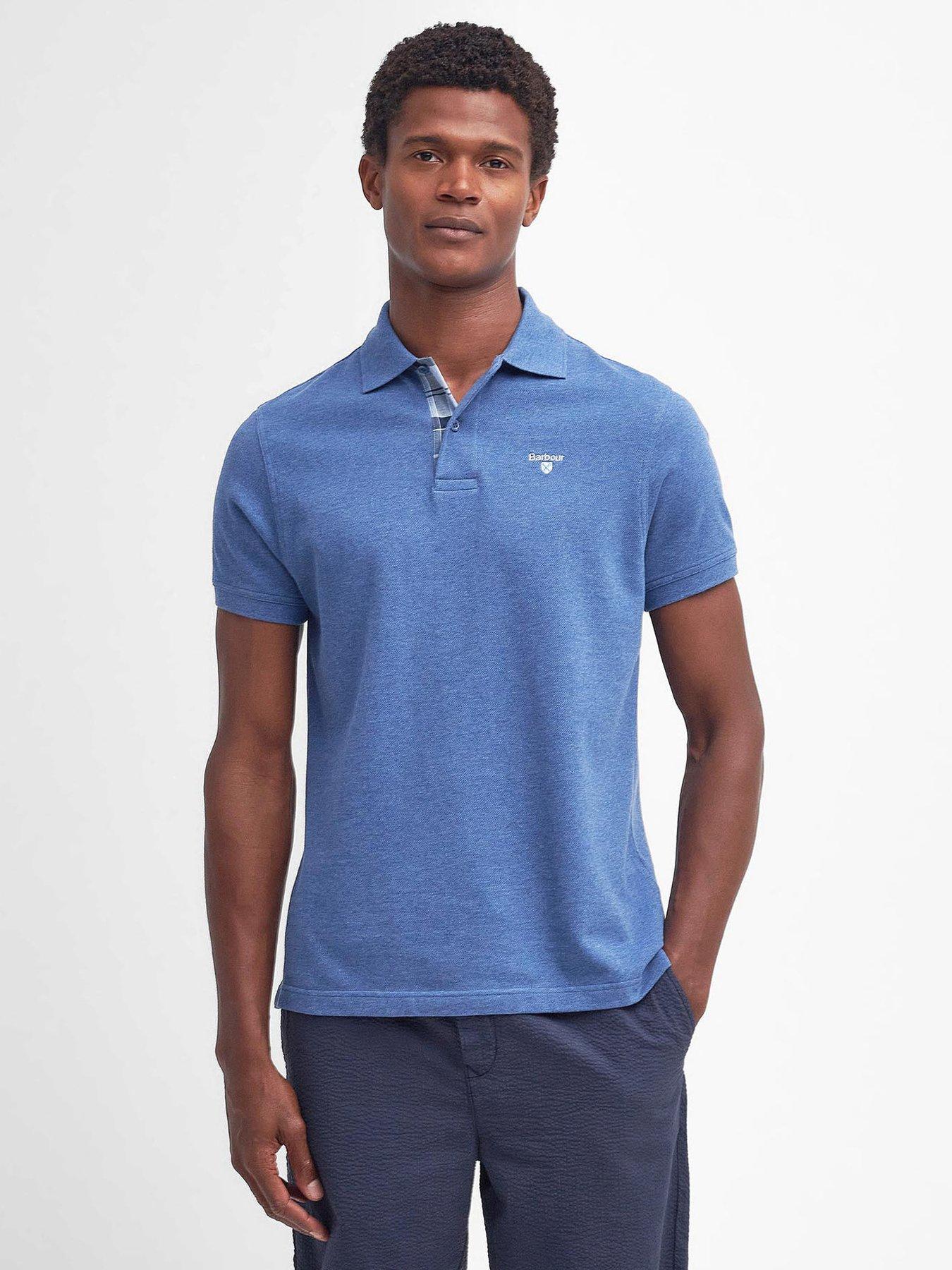 Barbour Tartan Pique Regular Fit Polo Shirt, Blue, Size L, Men