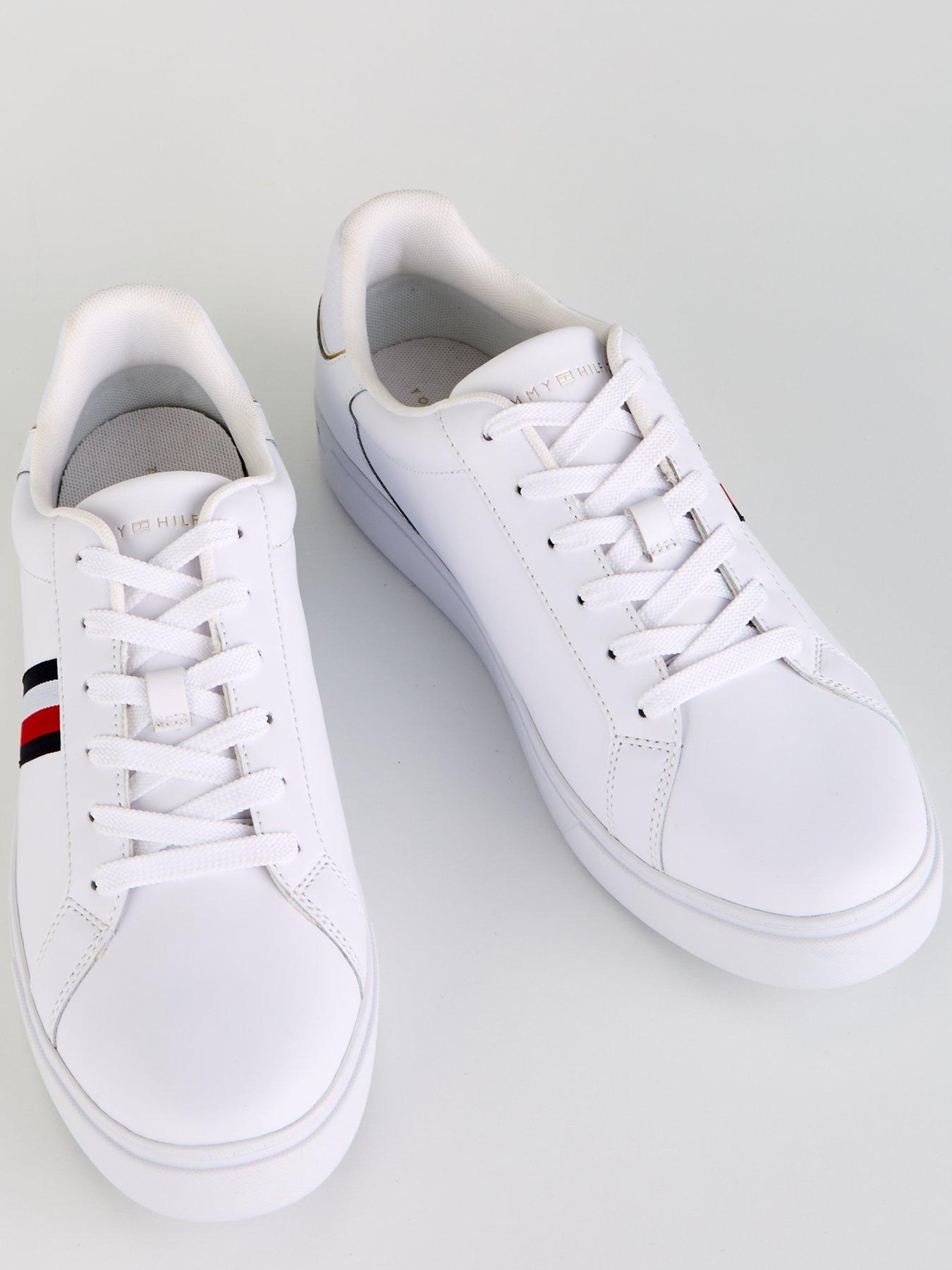 Tommy Hilfiger Stripe Detail Court Trainer - White | Very.co.uk