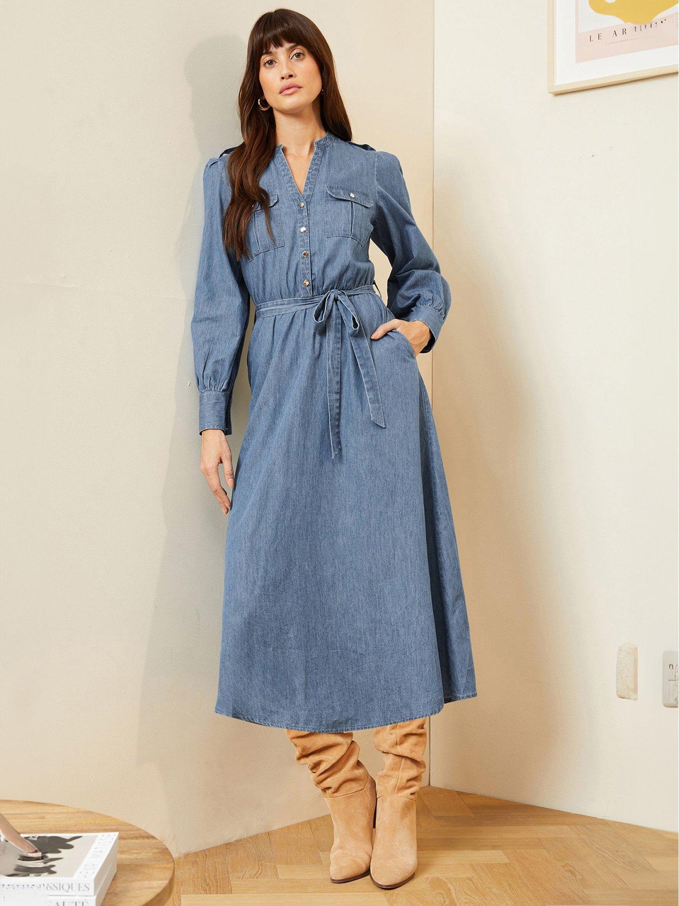 Blue utility dress online