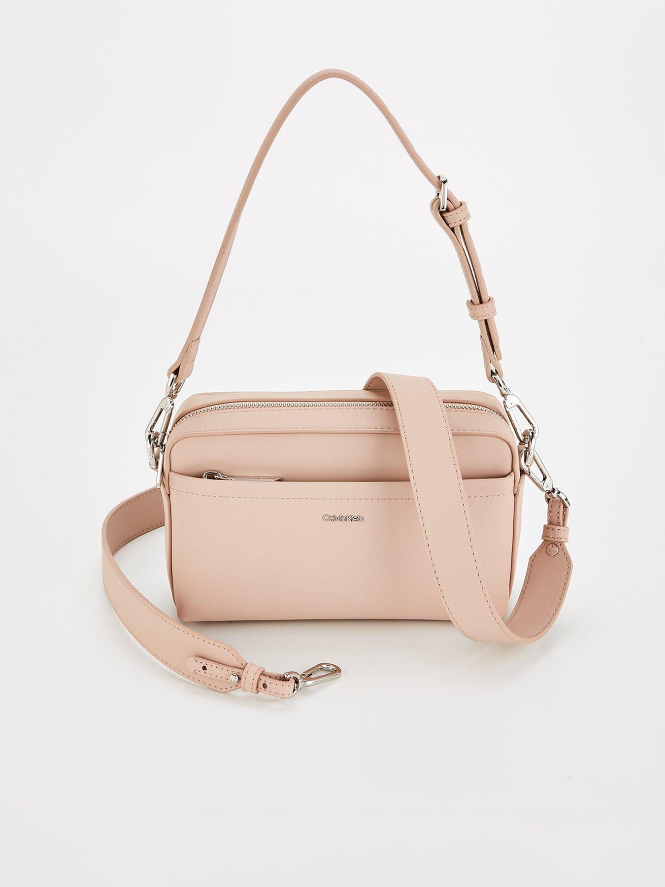 Calvin Klein Monogram Convertible Shoulder Crossbody Bag - Beige  