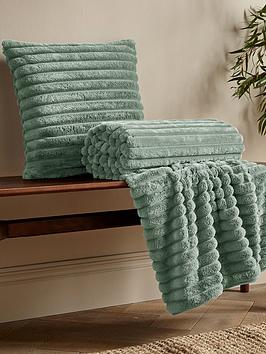 Product photograph of Catherine Lansfield Cosy Ribbed Cushion - Green from very.co.uk