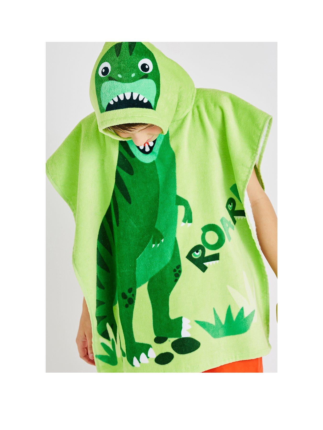 Product photograph of Catherine Lansfield Dinosaur Hooded Poncho Towel from very.co.uk