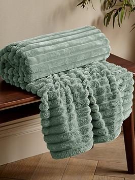 Product photograph of Catherine Lansfield Cosy Ribbed Throw - Green from very.co.uk