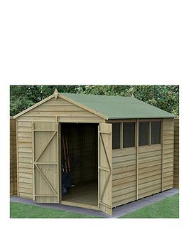 Product photograph of Forest 4life 8x10ft Apex Shed Double Door - 4 Windows from very.co.uk