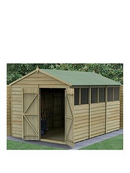 Product photograph of Forest 4 Life 8x12 Apex Shed Double Door - 6 Windows from very.co.uk