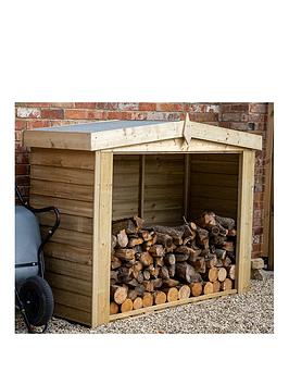 Product photograph of Forest Overlap Pressure Treated Apex Log Store from very.co.uk