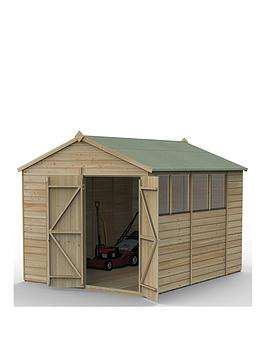 Product photograph of Forest Beckwood 8x10 Apex Shed Double Door - 4 Windows from very.co.uk