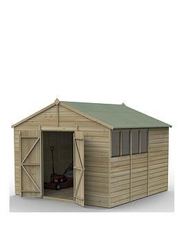 Product photograph of Forest Beckwood 10x10ft Apex Shed Double Door - 4 Windows from very.co.uk