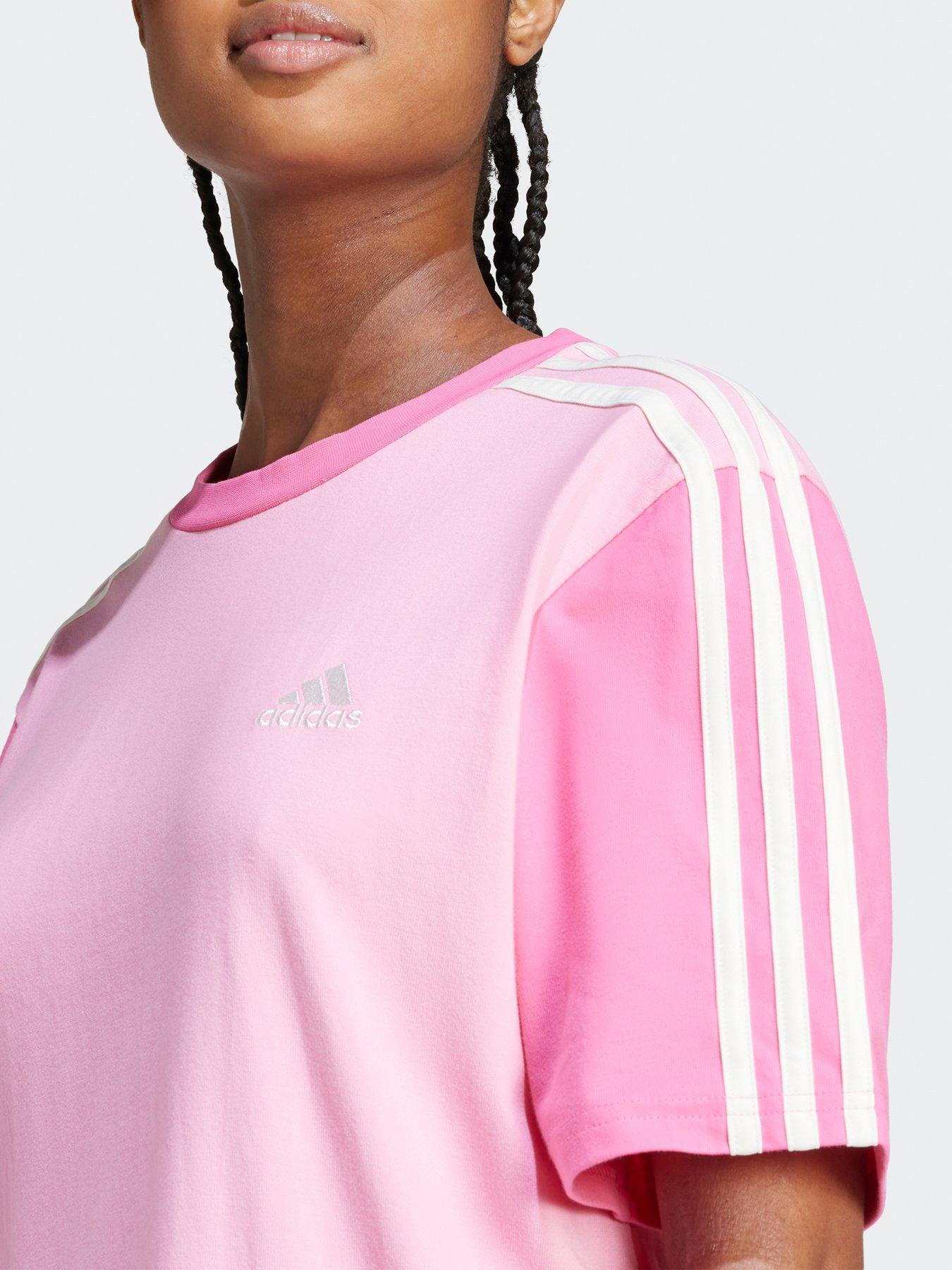adidas Sportswear Women s 3 Stripe Boyfriend Tee Dress Pink Very