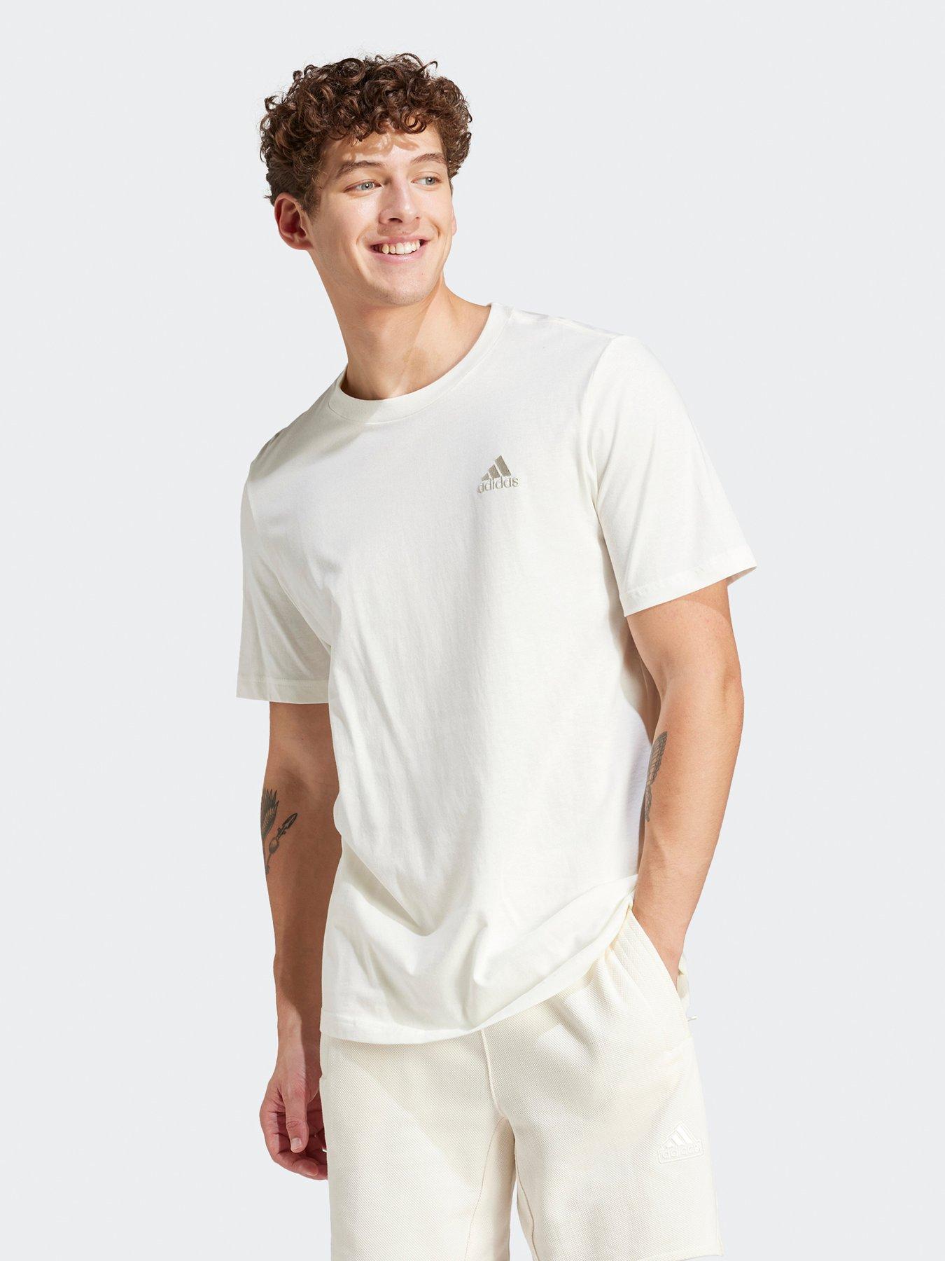 adidas Sportswear Men's Essentials Short Sleeve T-Shirt - Off White ...