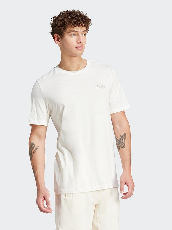adidas Sportswear Men's Essentials Short Sleeve T-Shirt - Off White ...