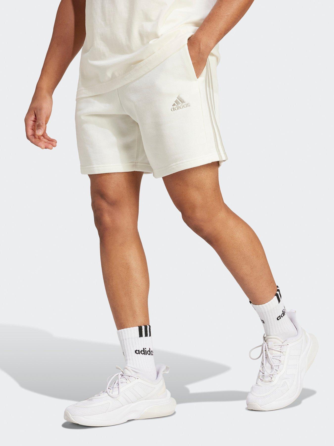 Mens Essentials 3 Stripe Shorts Off White