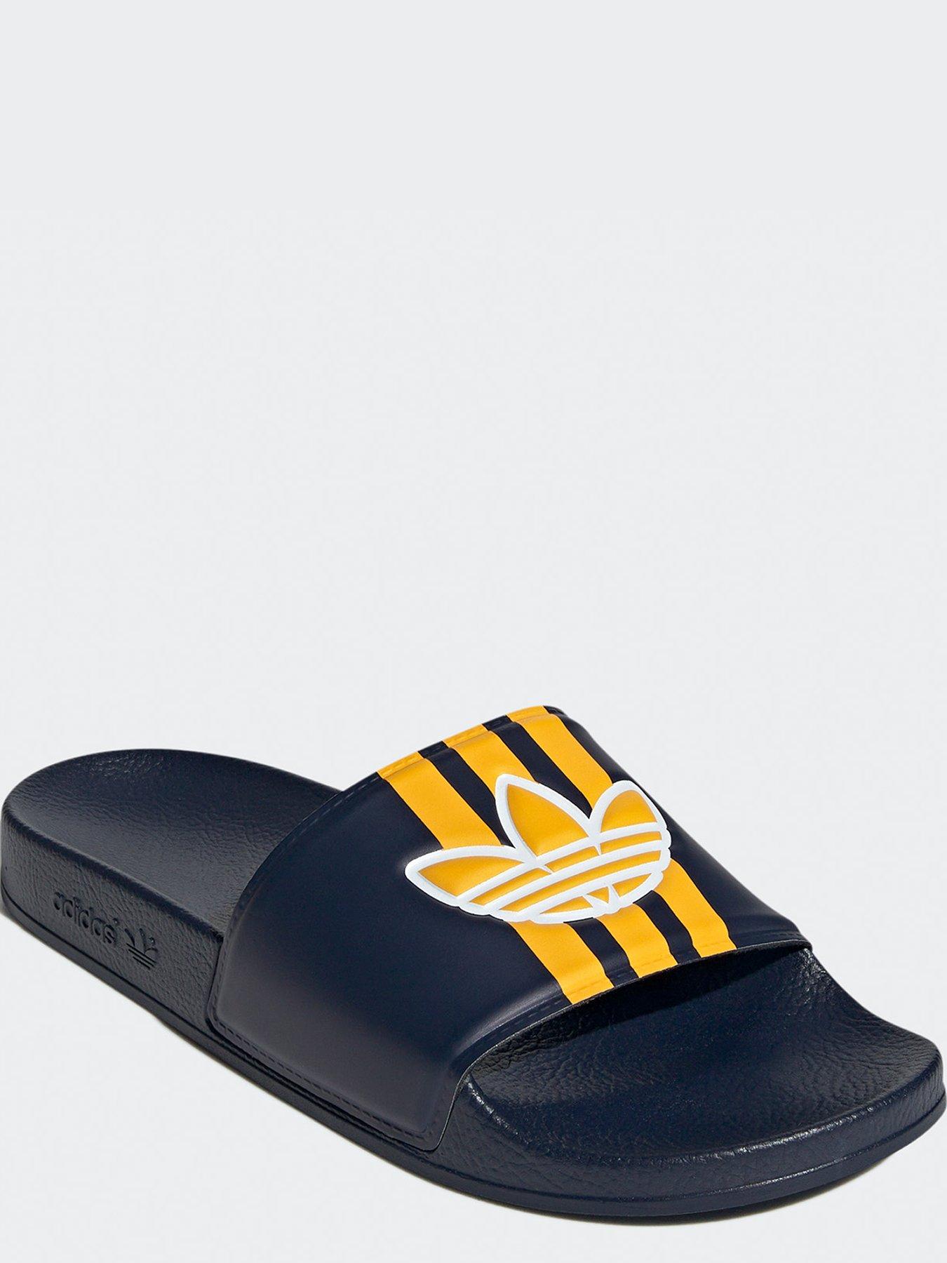 adidas Originals Men s Adilette Sliders Blue Yellow Very