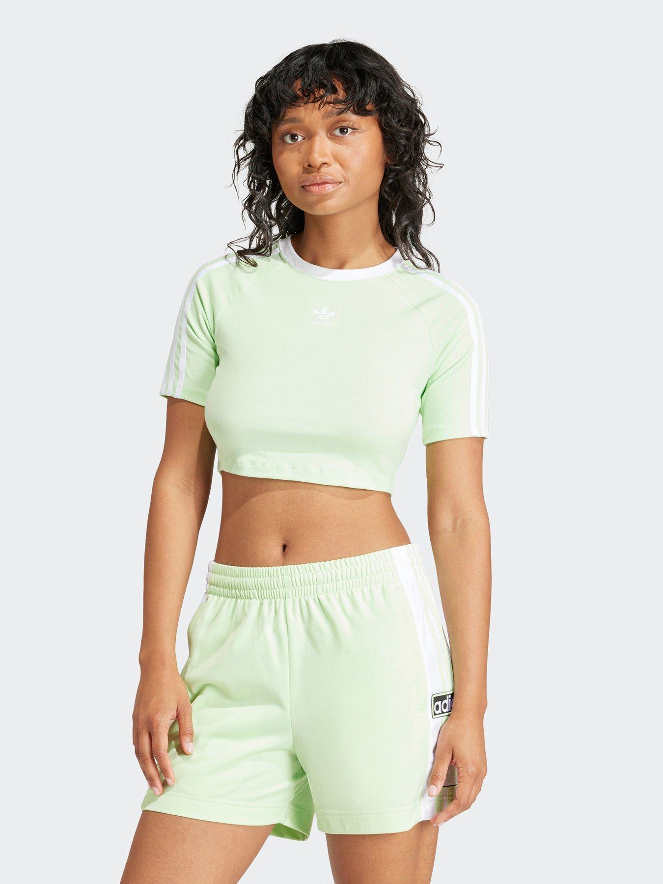 undefined Women's 3 Stripe Baby Tee - Green