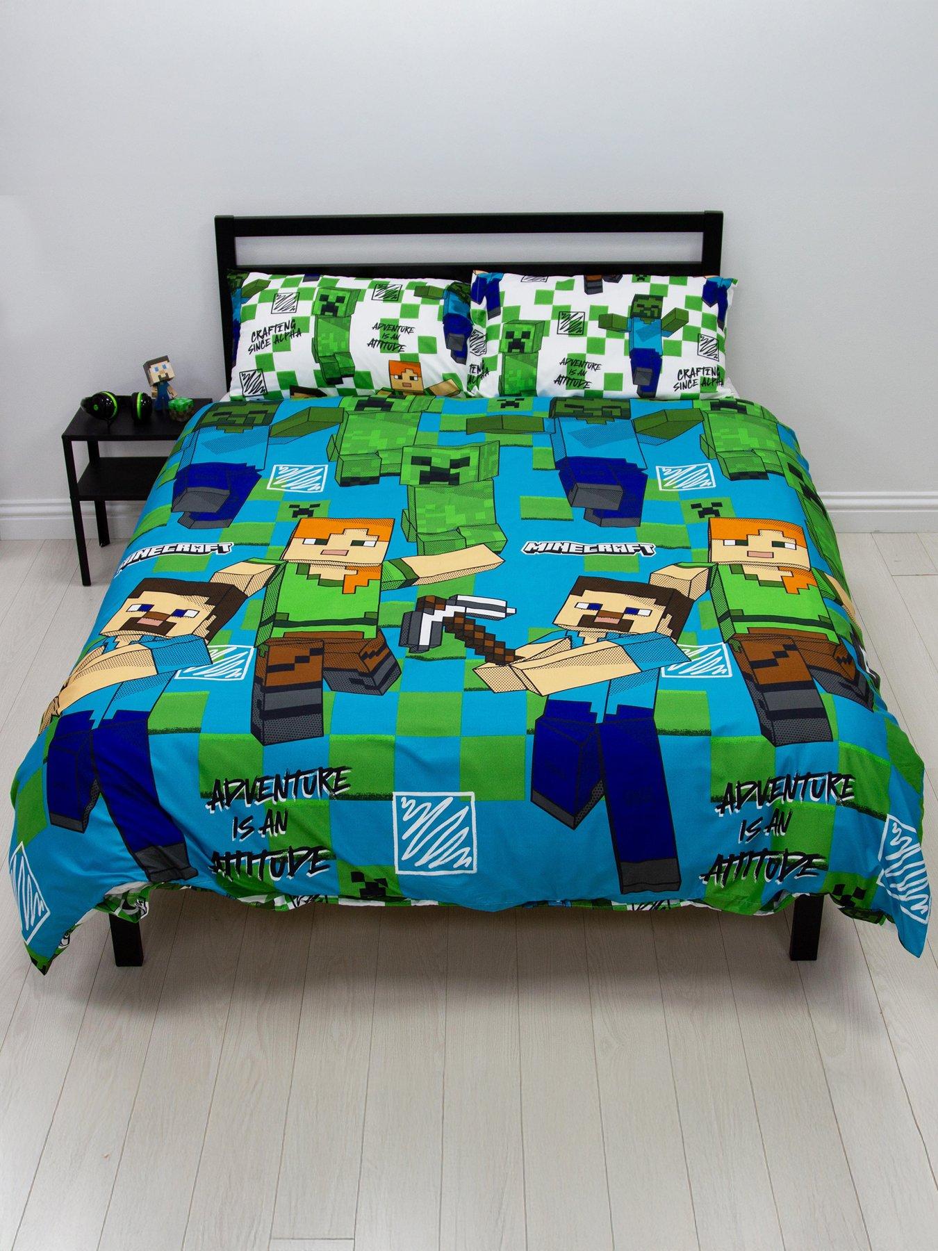 Product photograph of Minecraft Drawn Double Duvet Cover Set - Multi from very.co.uk