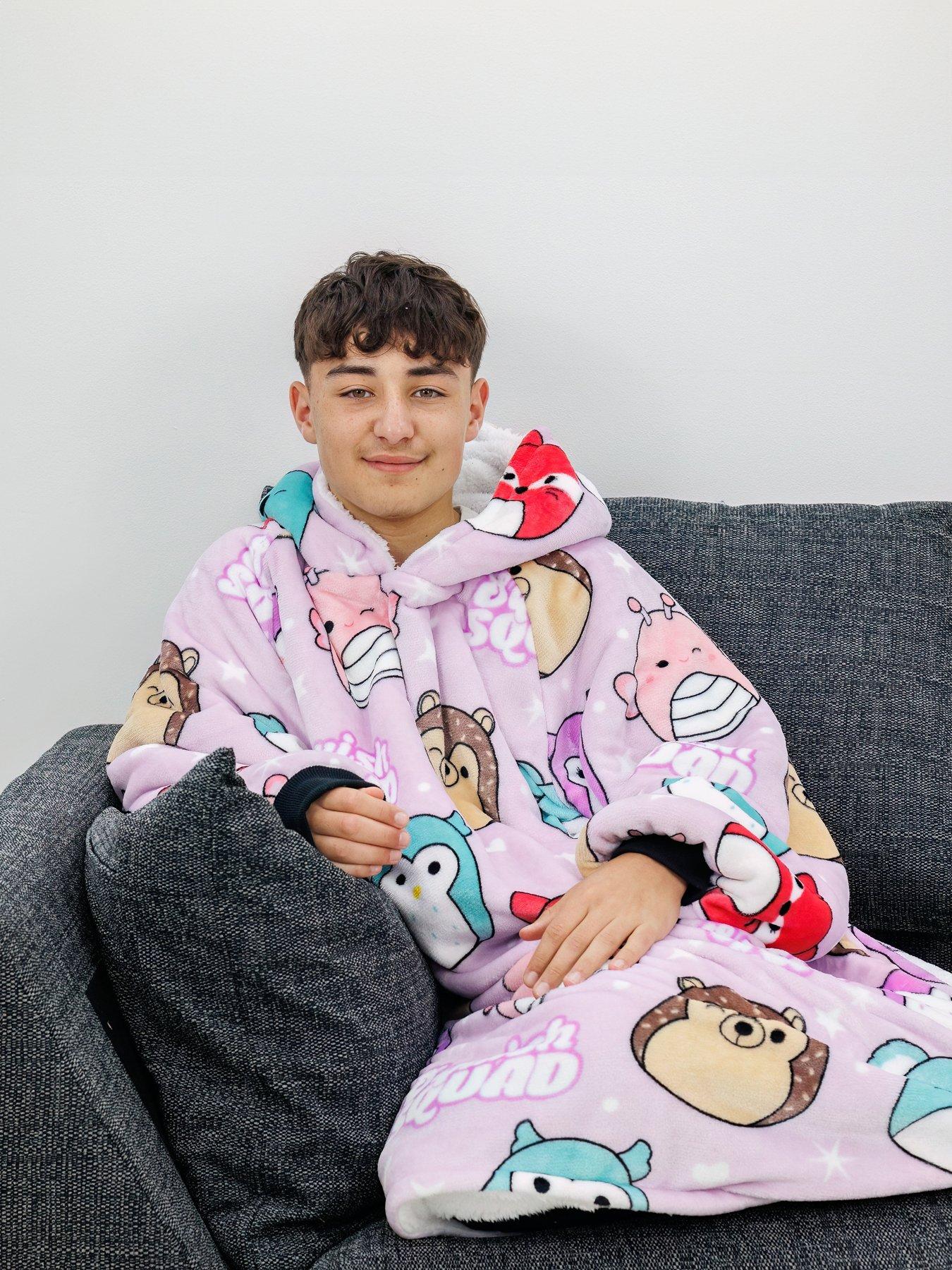 Image 1 of 7 of Squishmallows Bright Wearable Hooded Fleece Blanket - Multi