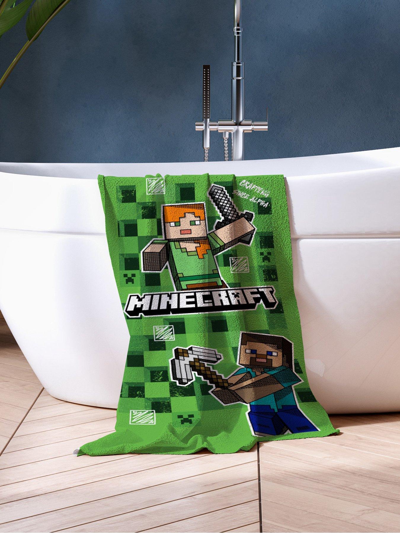 Product photograph of Minecraft Alpha Towel from very.co.uk