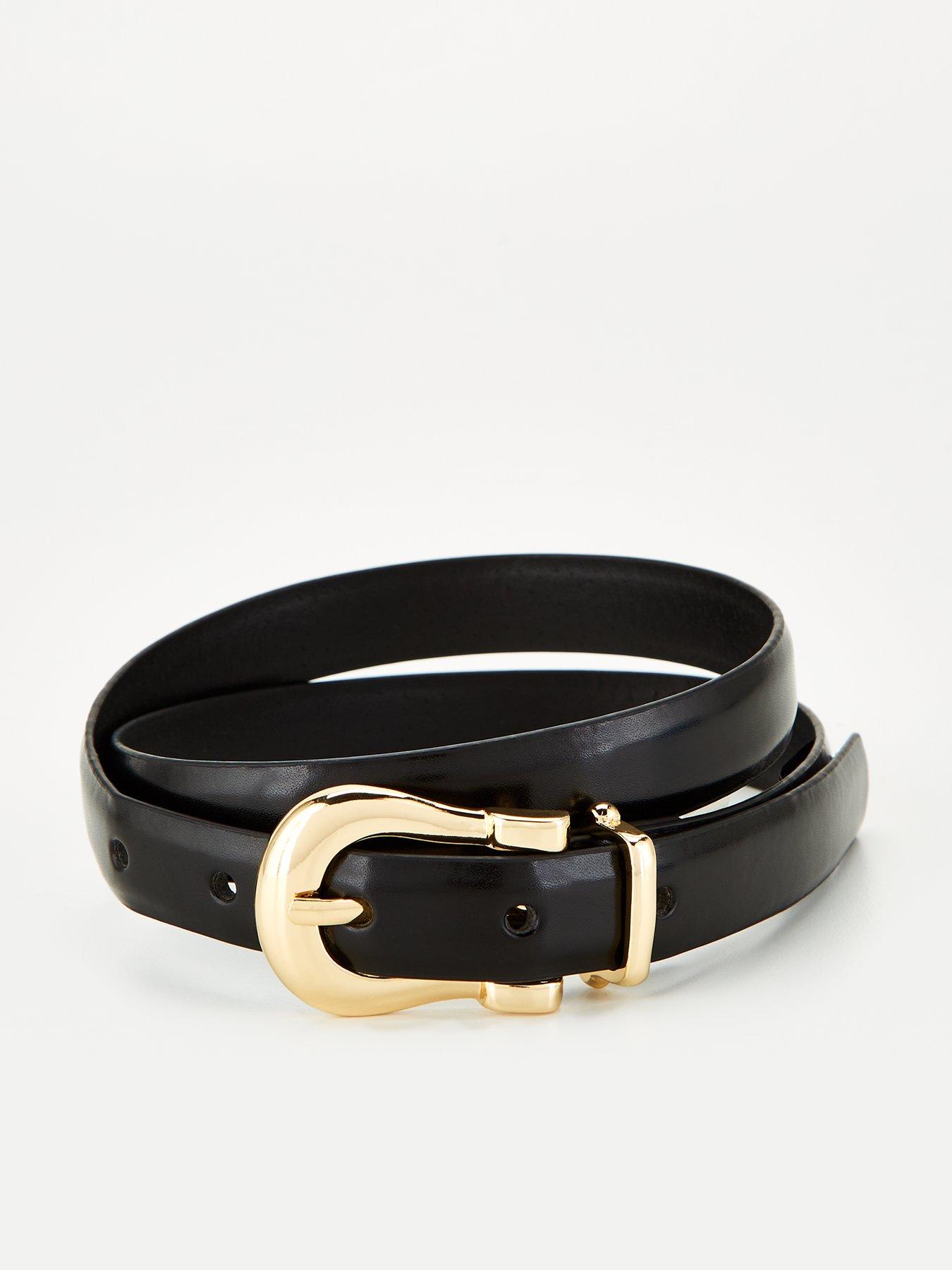 PIECES Gold Buckle Belt - Black | Very.co.uk