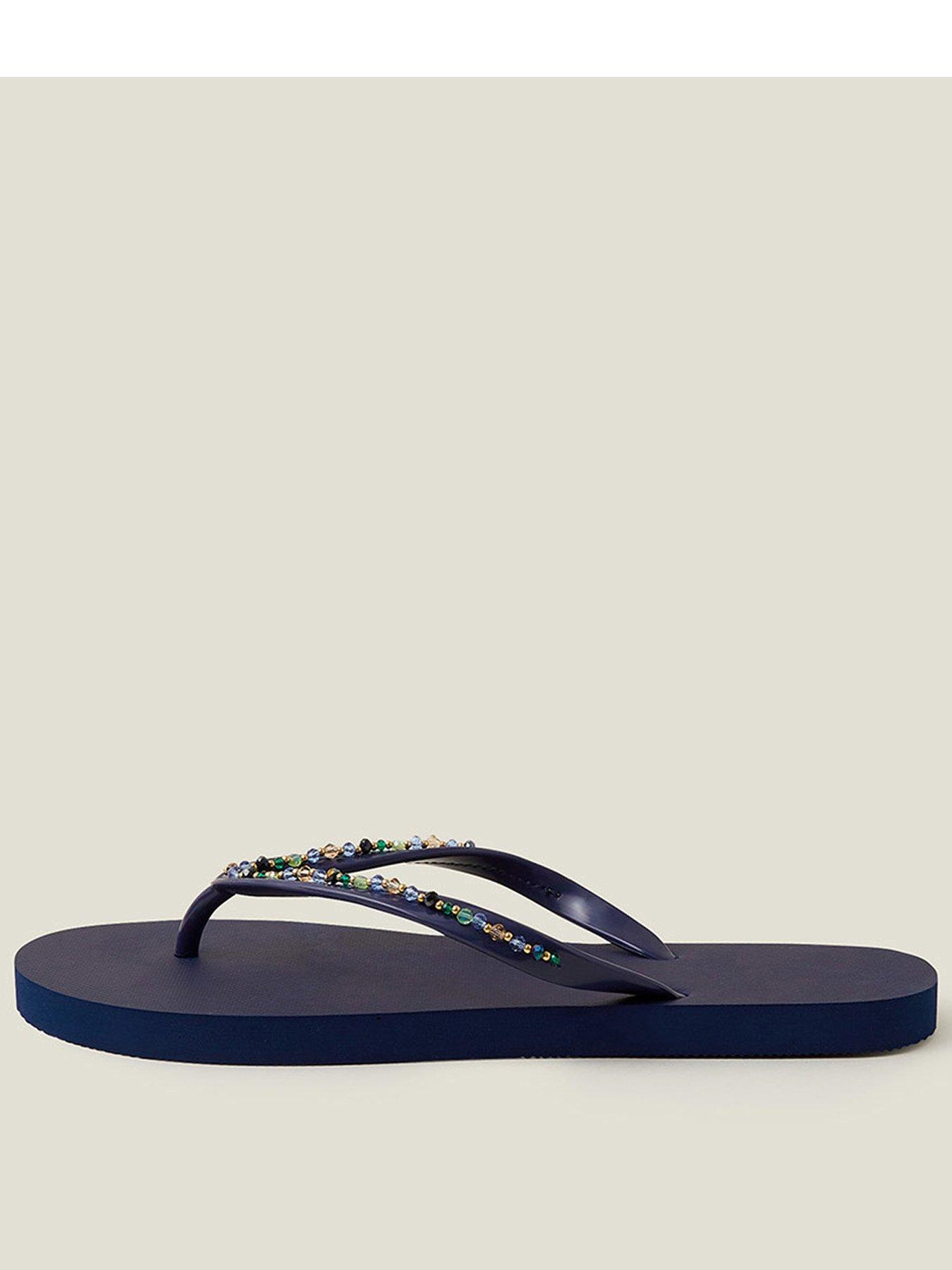 Accessorize Beaded Flip Flops - Blue