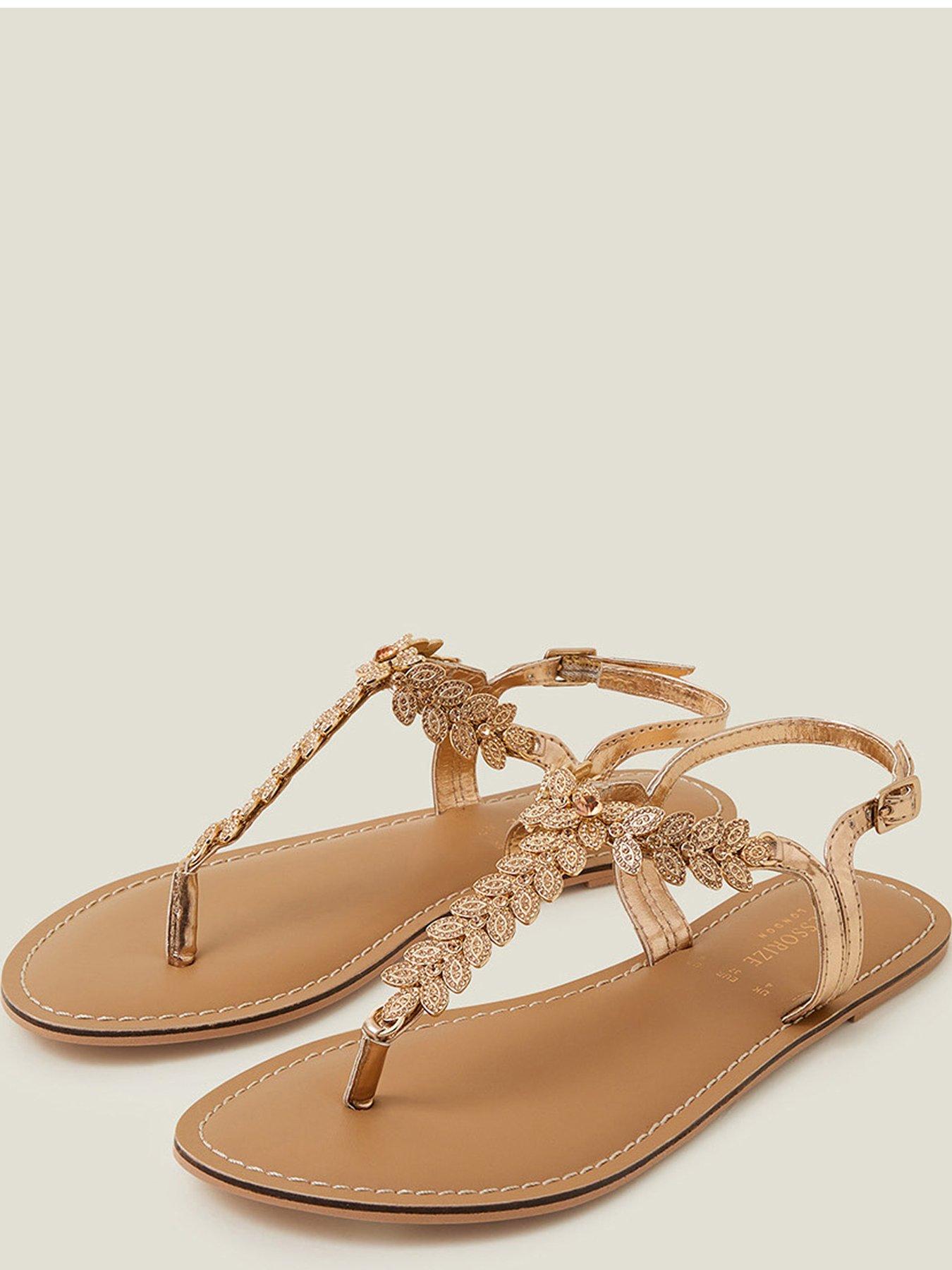Accessorize Diamante Leaf Embellished Sandals Pink Very