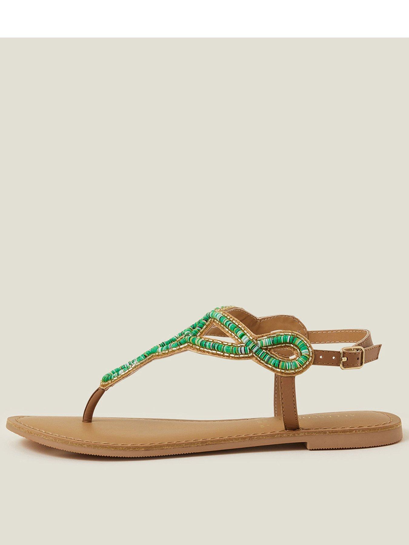 Accessorize Beaded Cut-out Sandals - Green