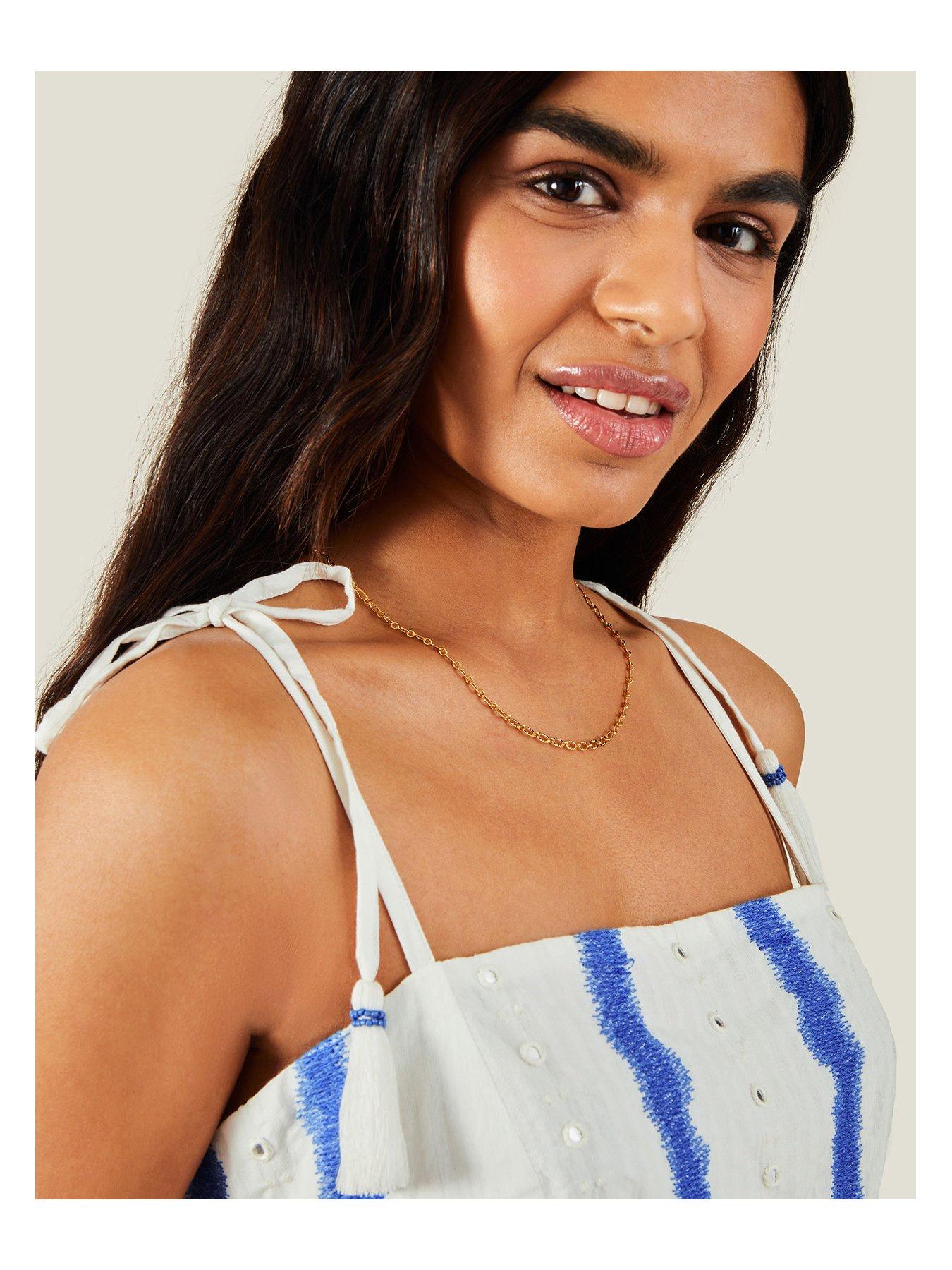 Accessorize Tie Shoulder Mini Dress - Blue | Very.co.uk