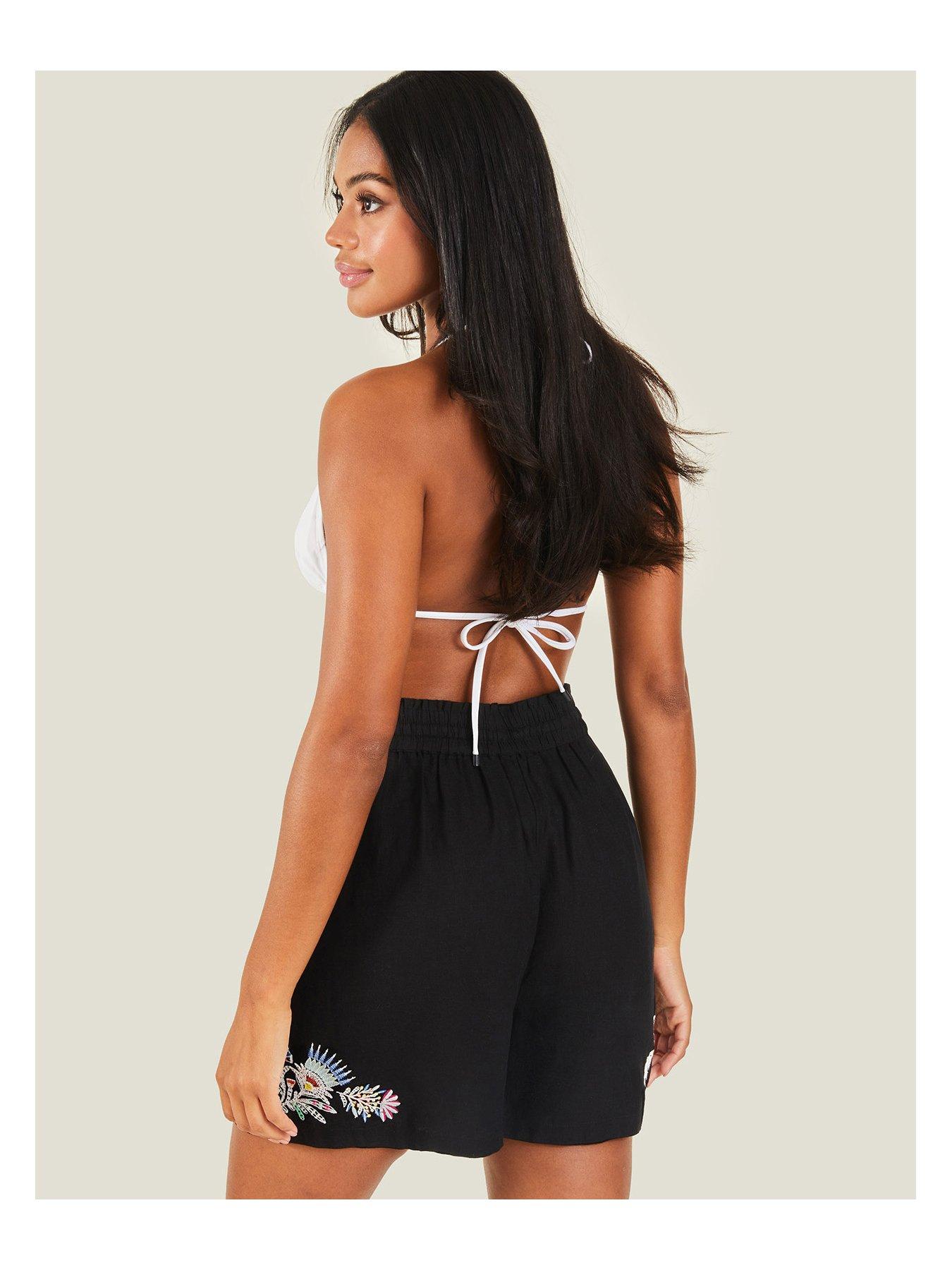 Black embroidered shorts hotsell