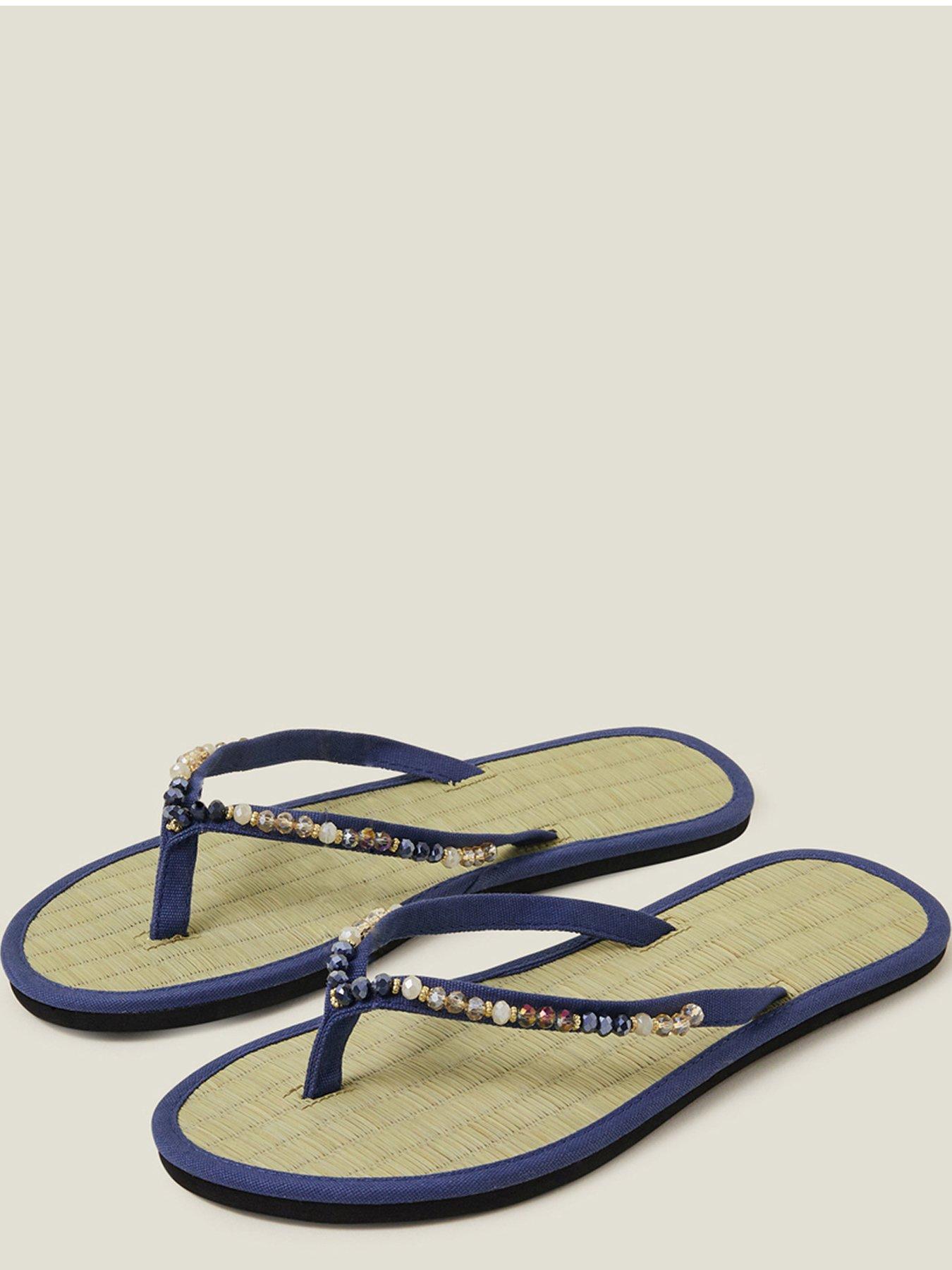 Accessorize Facet Bead Seagrass Flip Flops Very